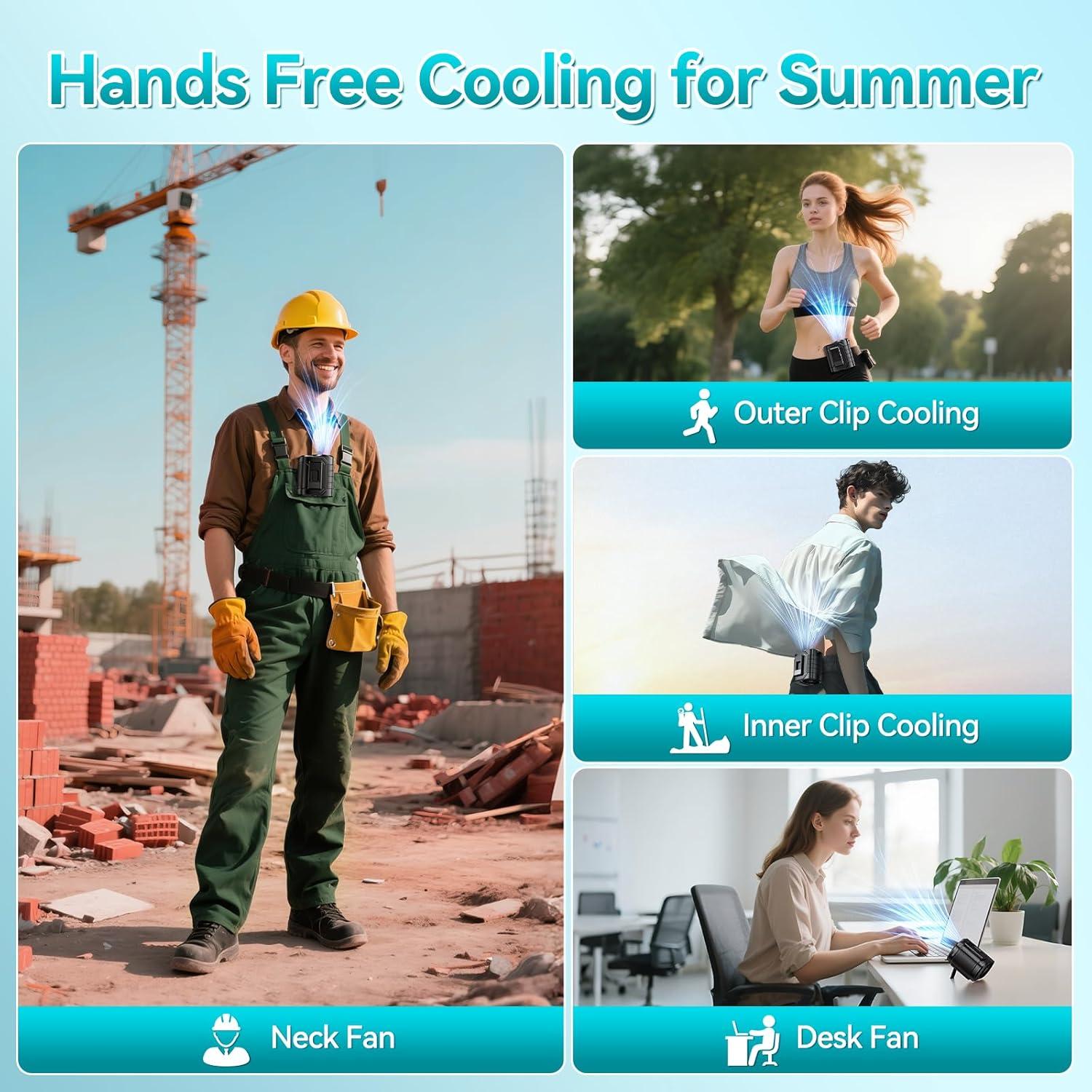 Ventilador de Cintura AHOZEE 10000mAh 5 Velocidades Portátil