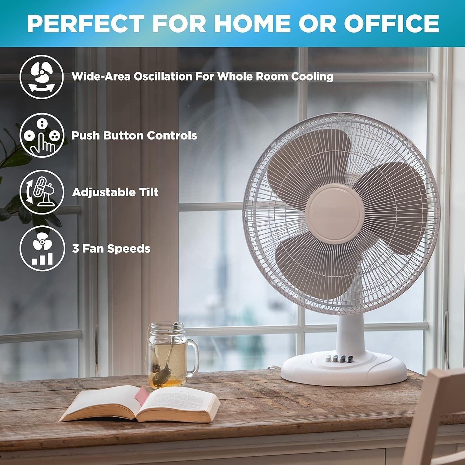 Ventilador de Mesa Oscilante EZ-CHILL 16" 3 Velocidades Silencioso