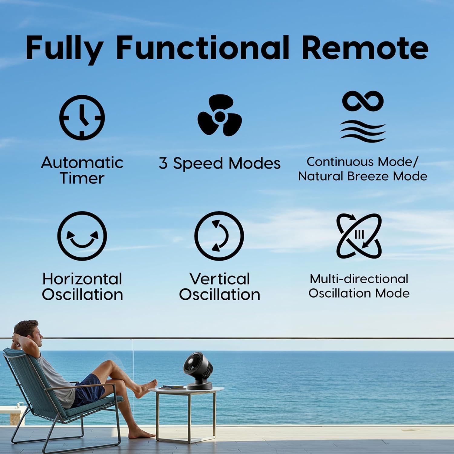 Ventilador Circulador de Aire IRIS WOOZOO 3 Velocidades Negro