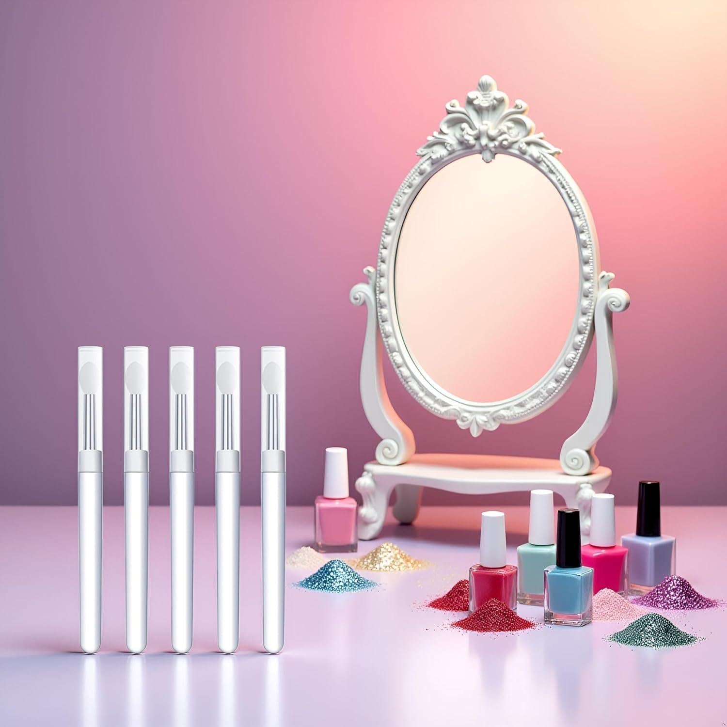 Set de 5 Pinceles de Silicona Blanca Seadiquiet para Uñas