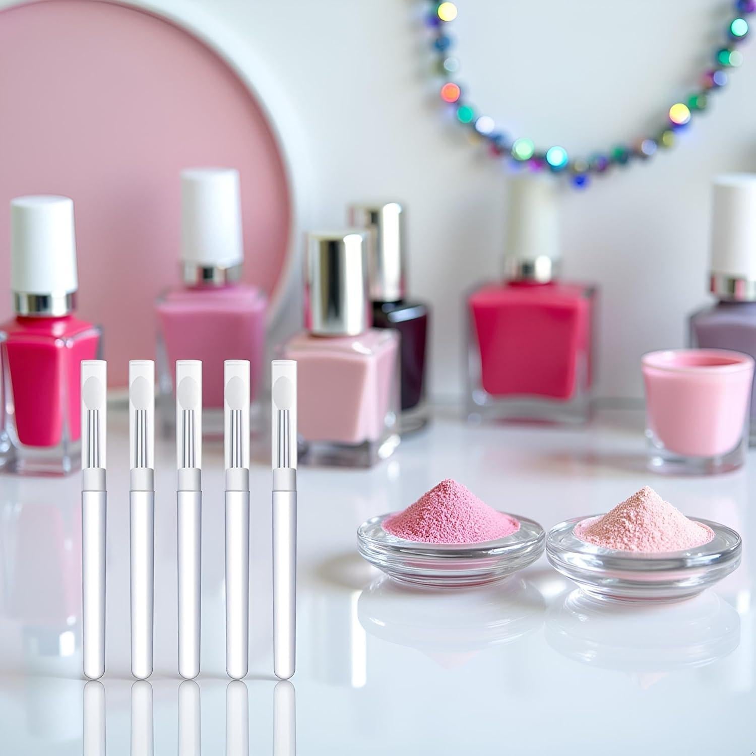 Set de 5 Pinceles de Silicona Blanca Seadiquiet para Uñas