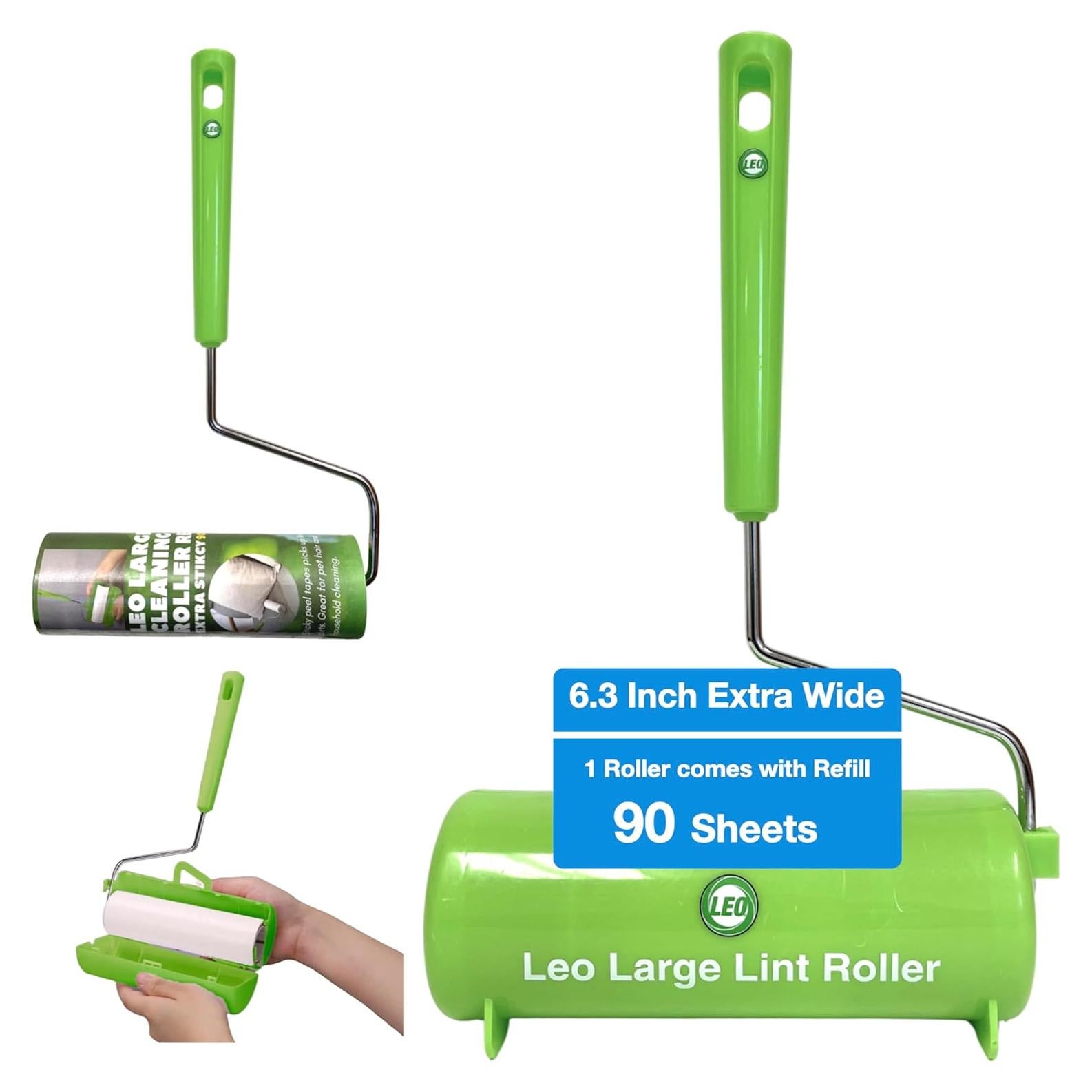 Rodillo de Pelusa Leo 16 cm con Mango Ergonómico y 90 Hojas