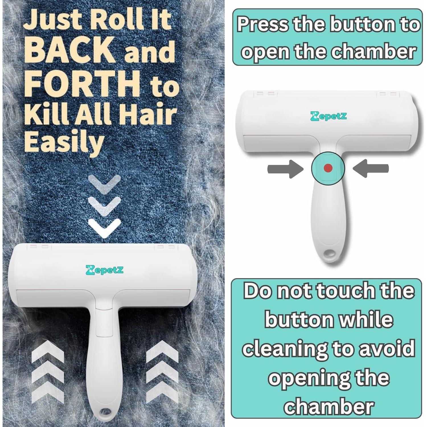 Rodillo de Pelusa Reutilizable ZepetZ para Mascotas - Blanco