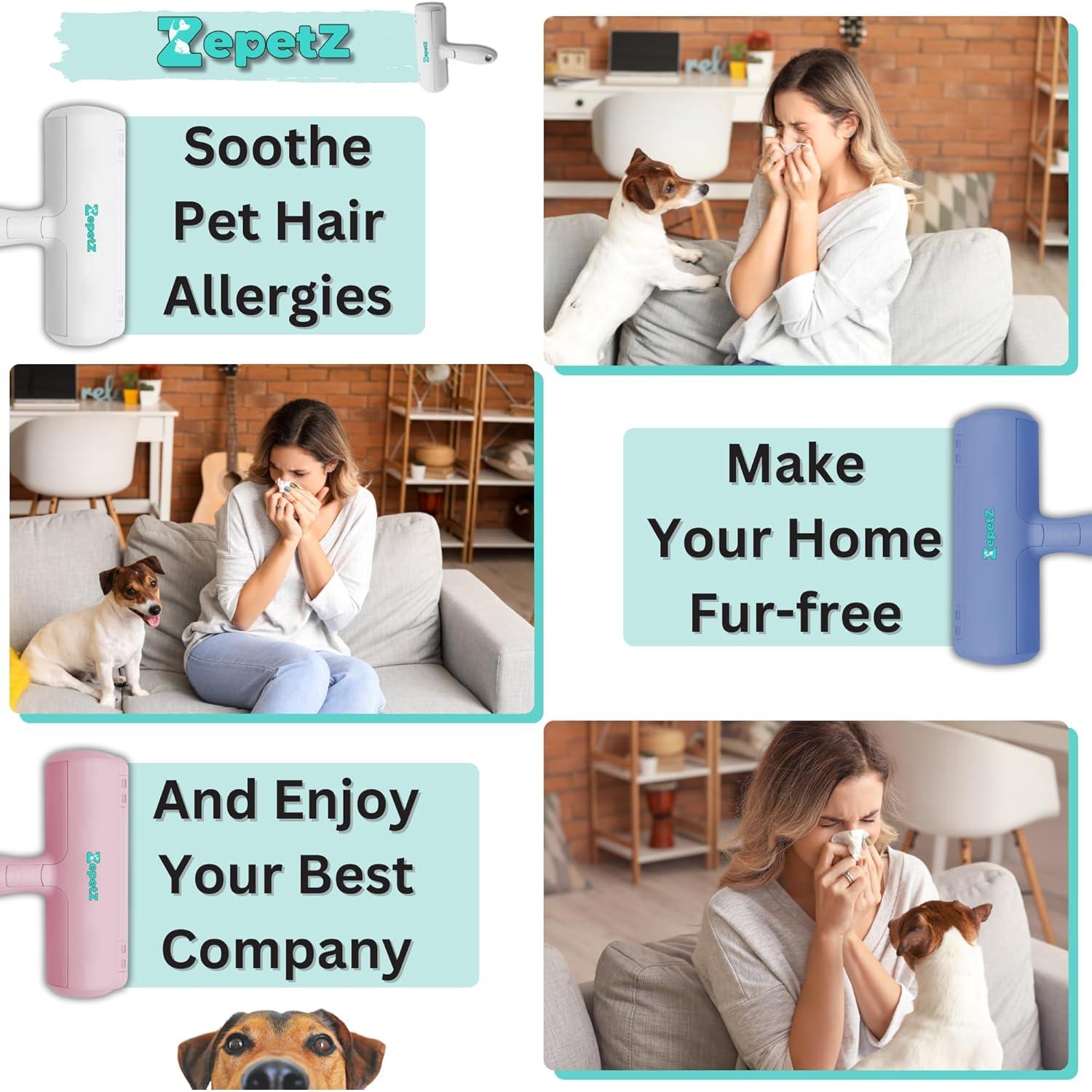 Rodillo de Pelusa Reutilizable ZepetZ para Mascotas - Blanco