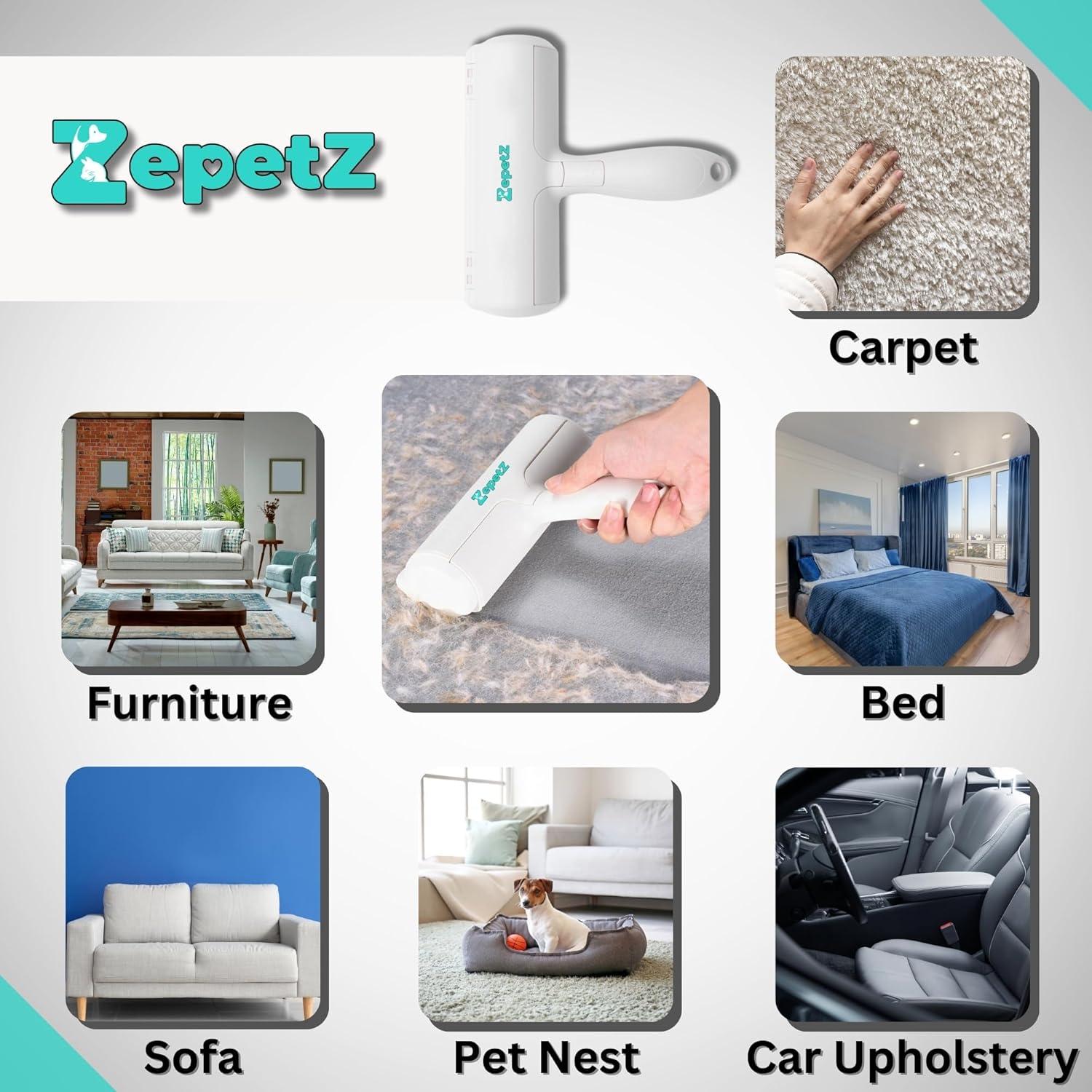 Rodillo de Pelusa Reutilizable ZepetZ para Mascotas - Blanco