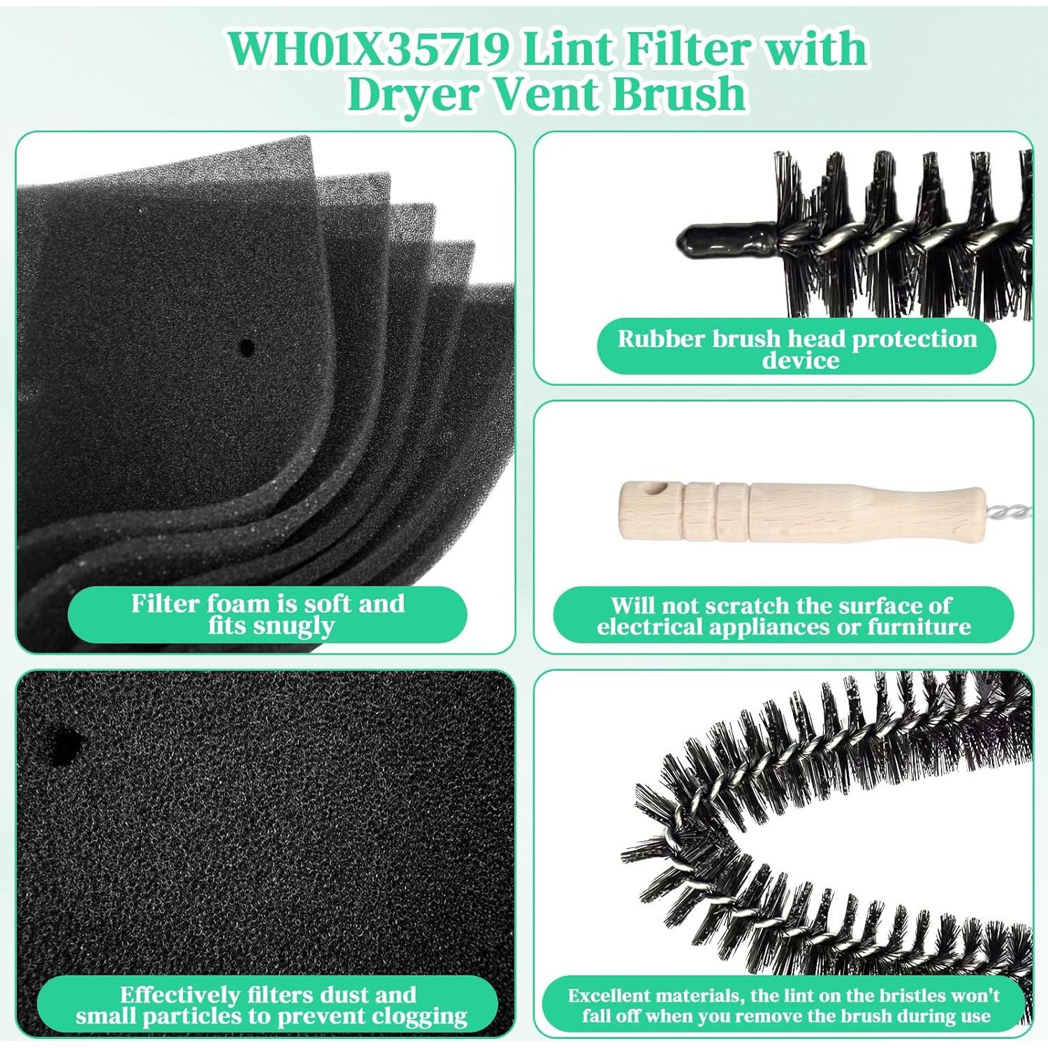 Filtro de Pelusa WH01X35719 GE para Lavadora Secadora - Paquete de 4