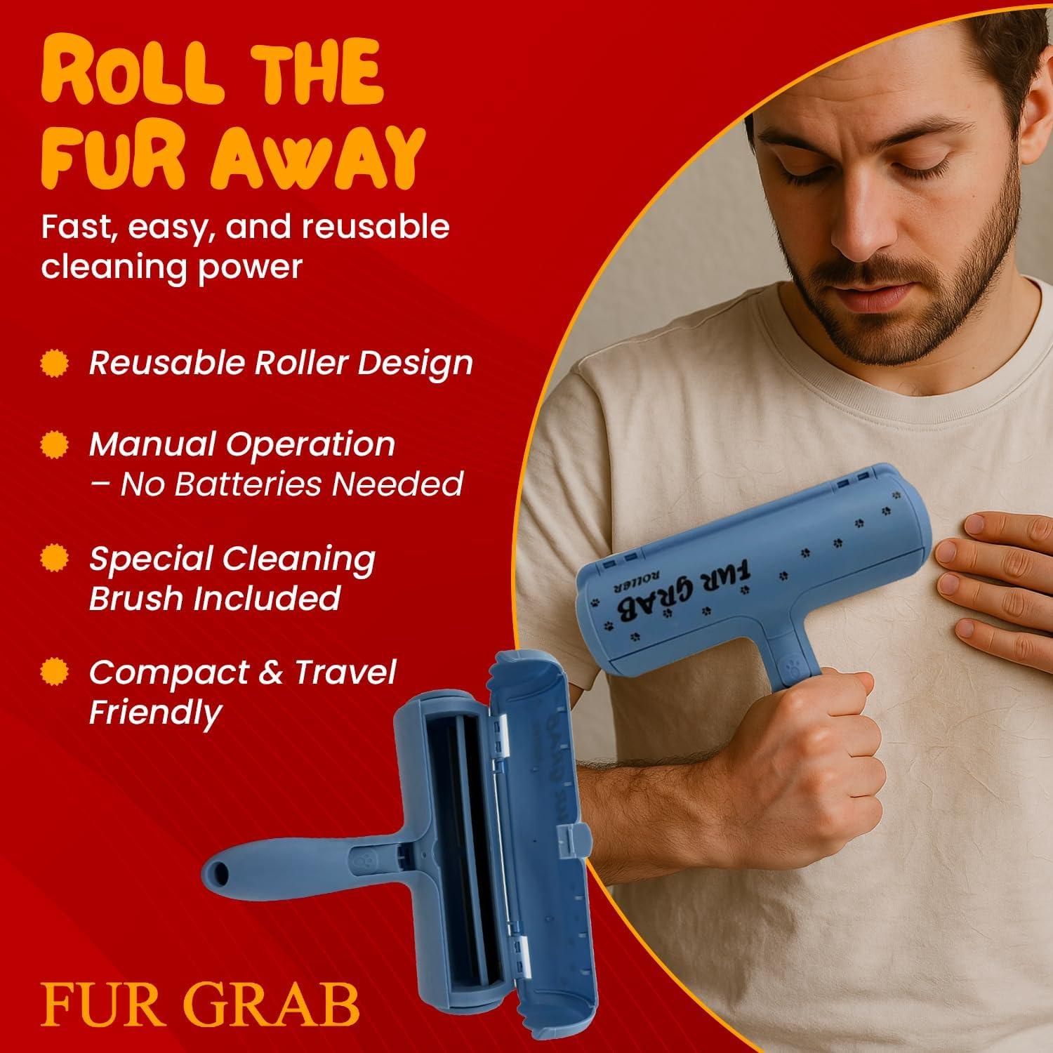 Rodillo Quitapelos Reutilizable Fur Grab - Ecológico 6.35x19.05 cm