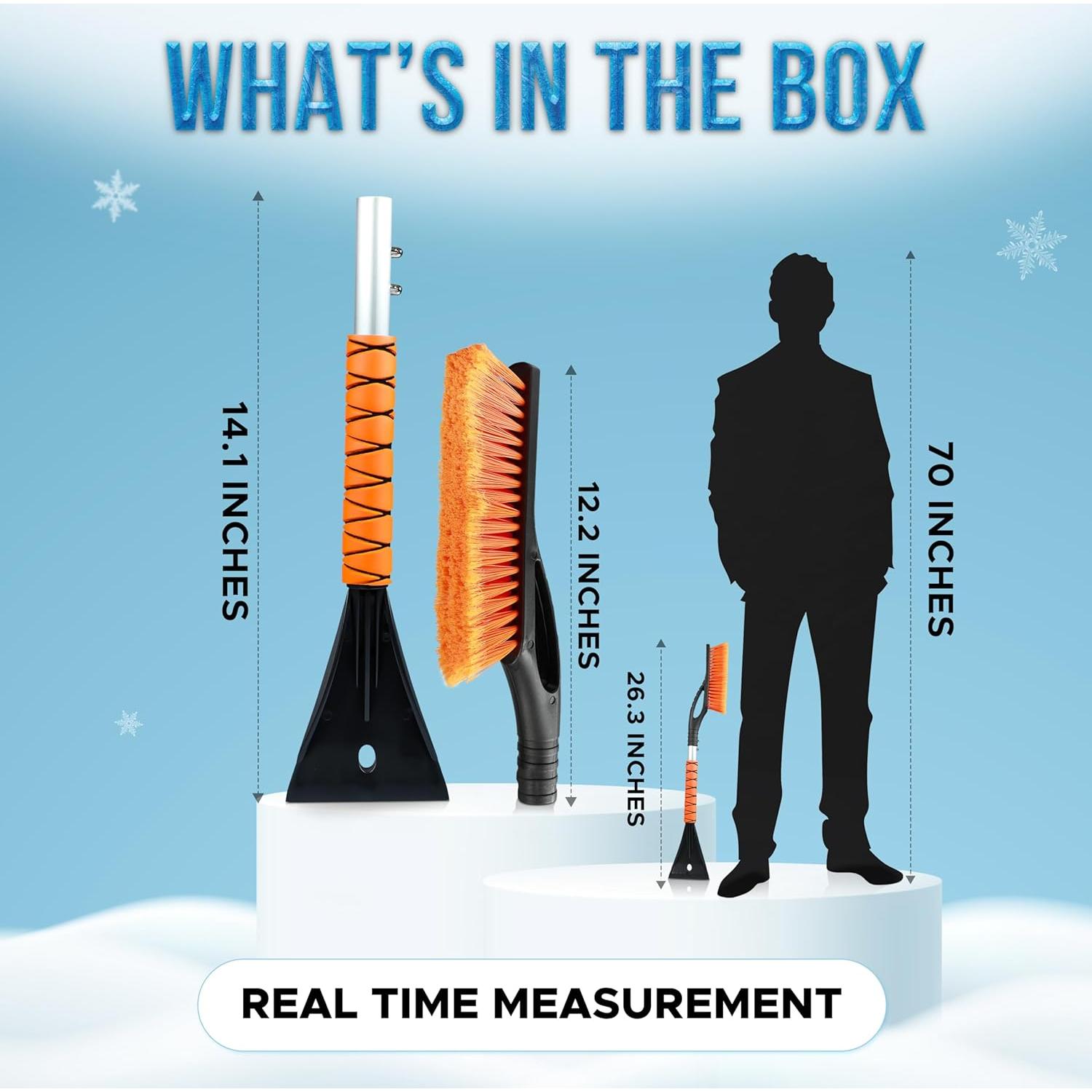 Cepillo de Nieve y Raspador de Hielo EcoNour 27" Naranja - 2 Paquete
