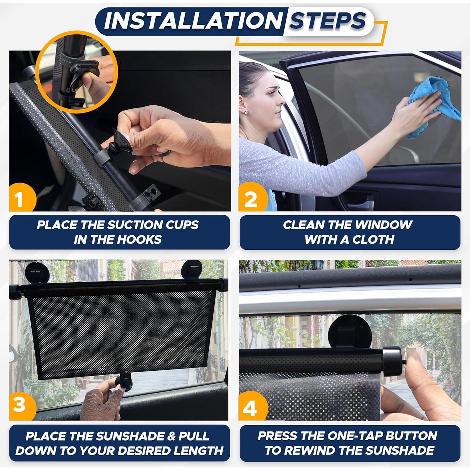 EcoNour Protector Solar Auto Retráctil 2 Paquete 38x43cm