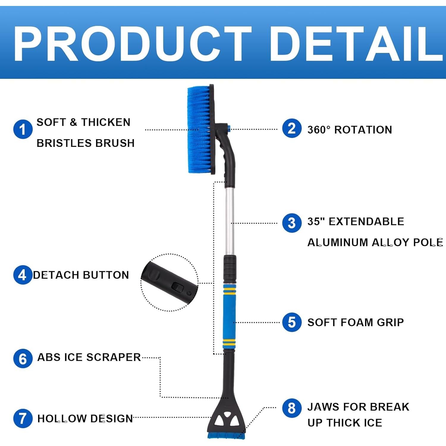 Raspador de Hielo y Cepillo de Nieve CYDZSW Extensible 88.9 cm