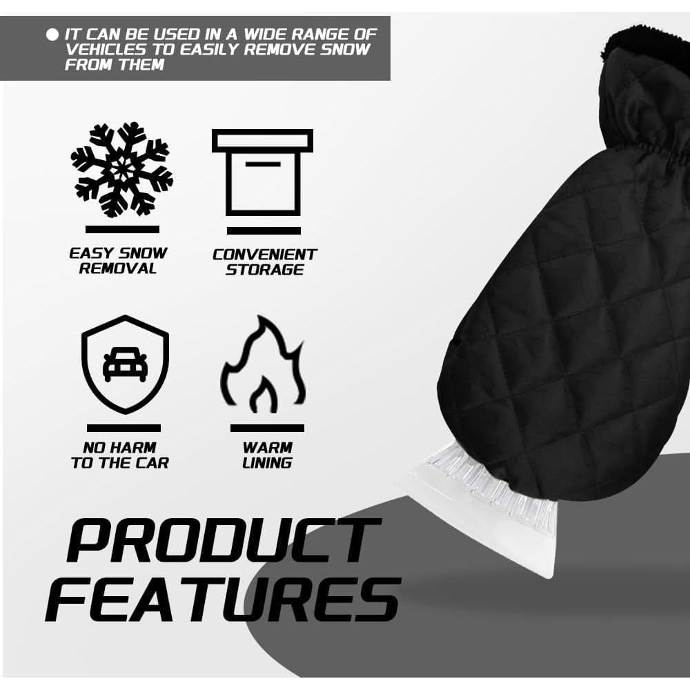 Raspador de Hielo con Guante CHRYMUM para Automóvil Negro