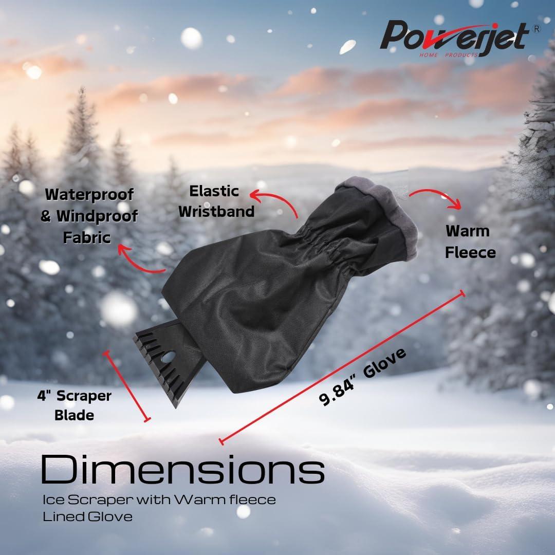 Raspador de Hielo 2-en-1 Powerjet con Guante Impermeable