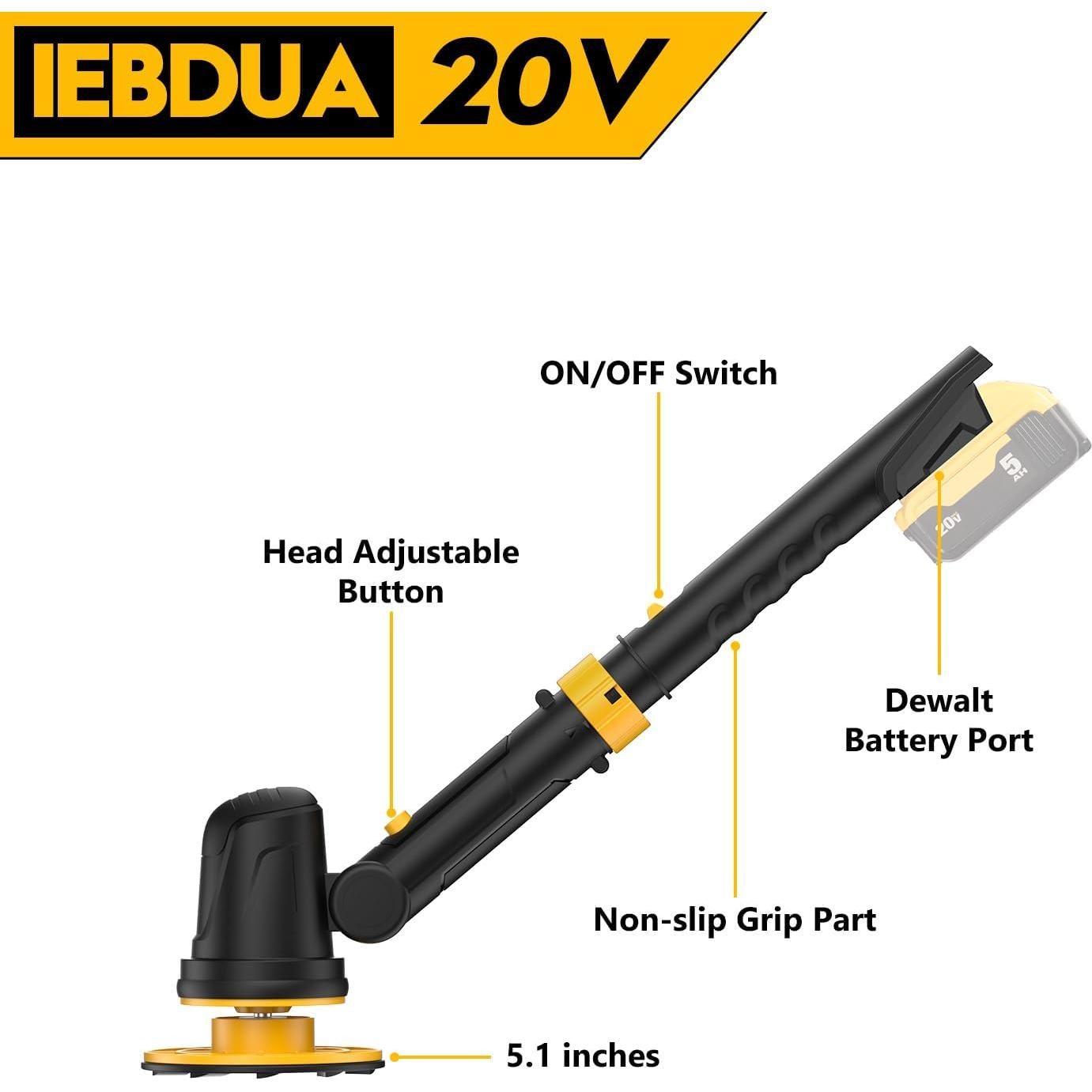 Raspador de Hielo Eléctrico IEBUDA 20V, 1600 RPM, Cabezal Ajustable