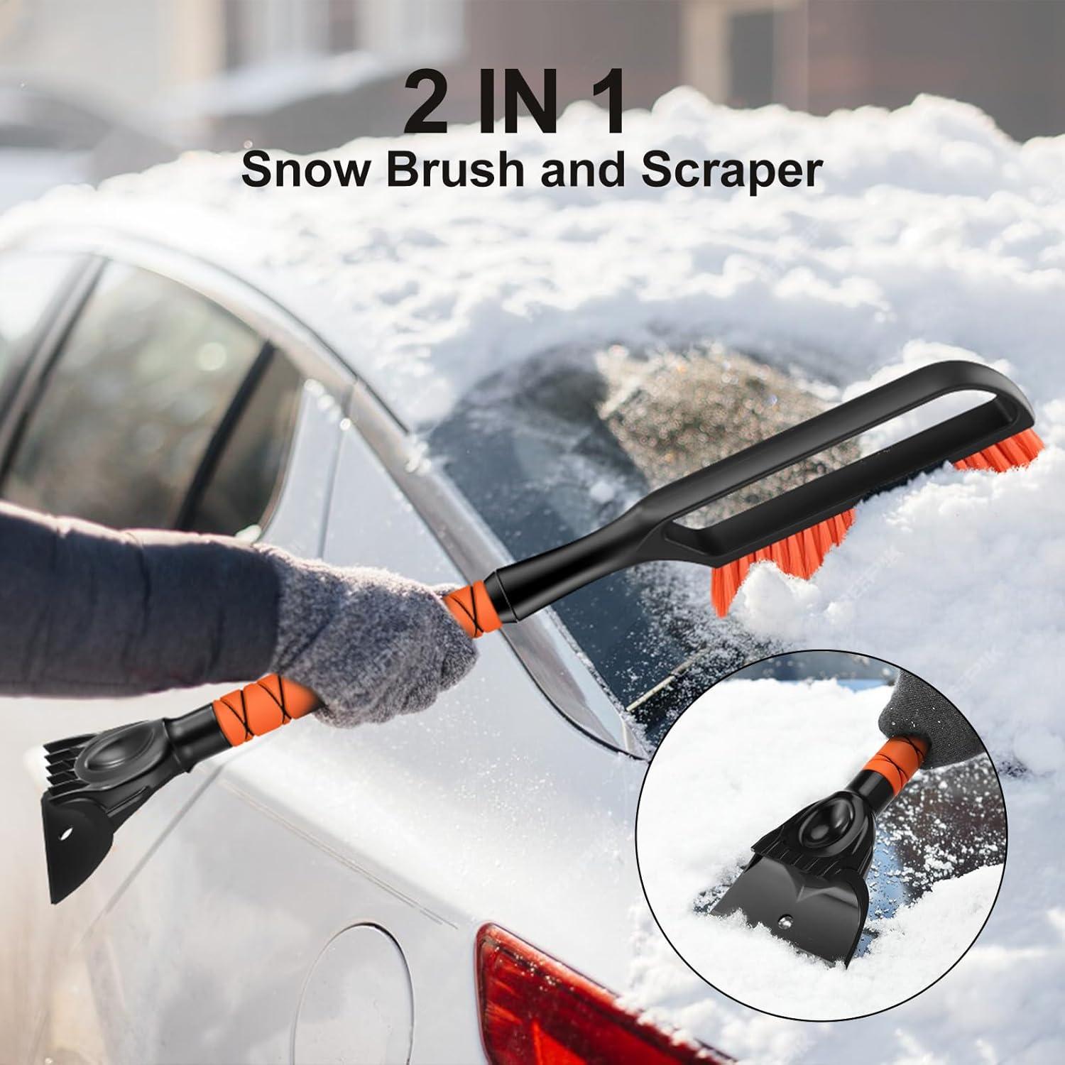 Odoland Cepillo de Nieve y Raspador de Hielo 68cm Naranja