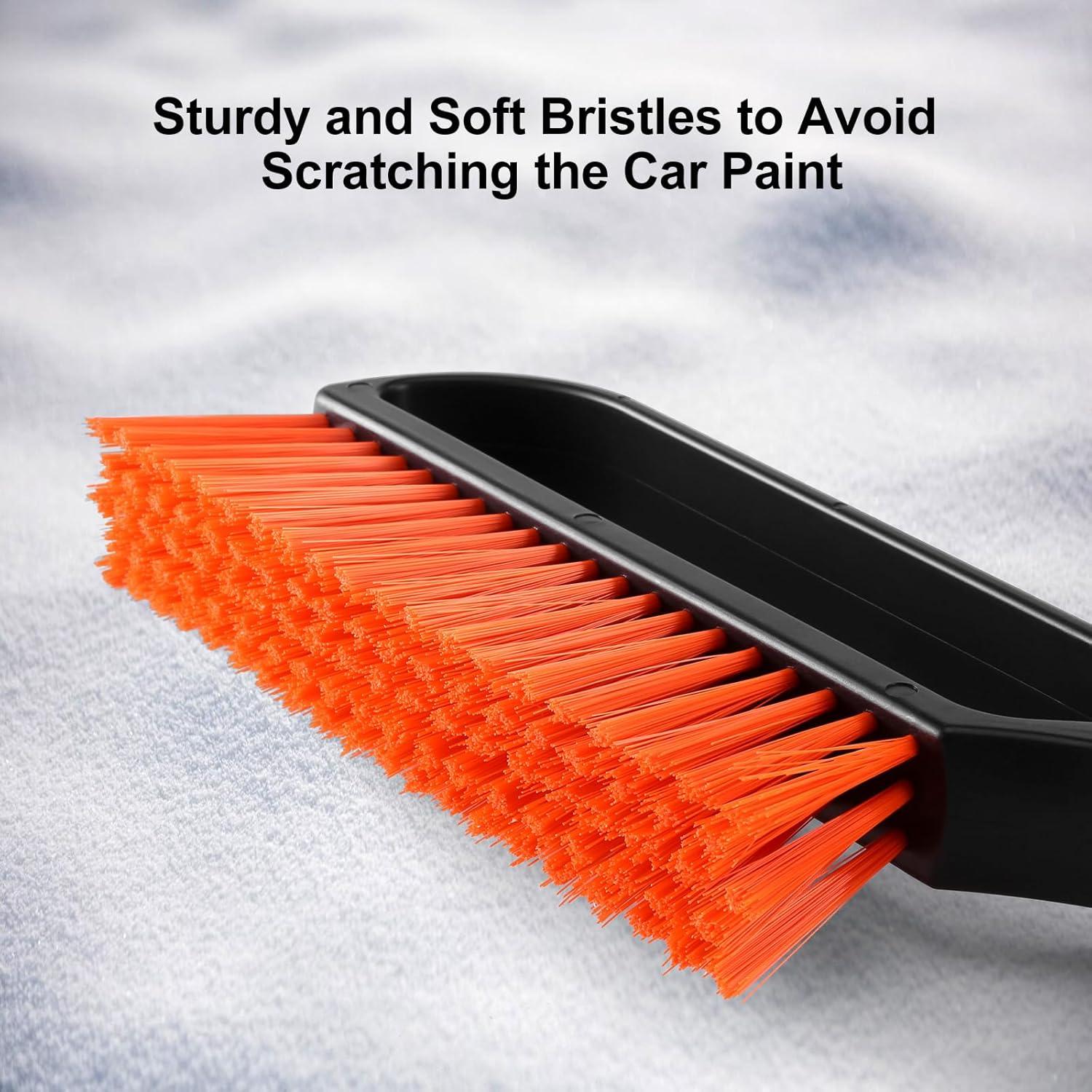 Odoland Cepillo de Nieve y Raspador de Hielo 68cm Naranja