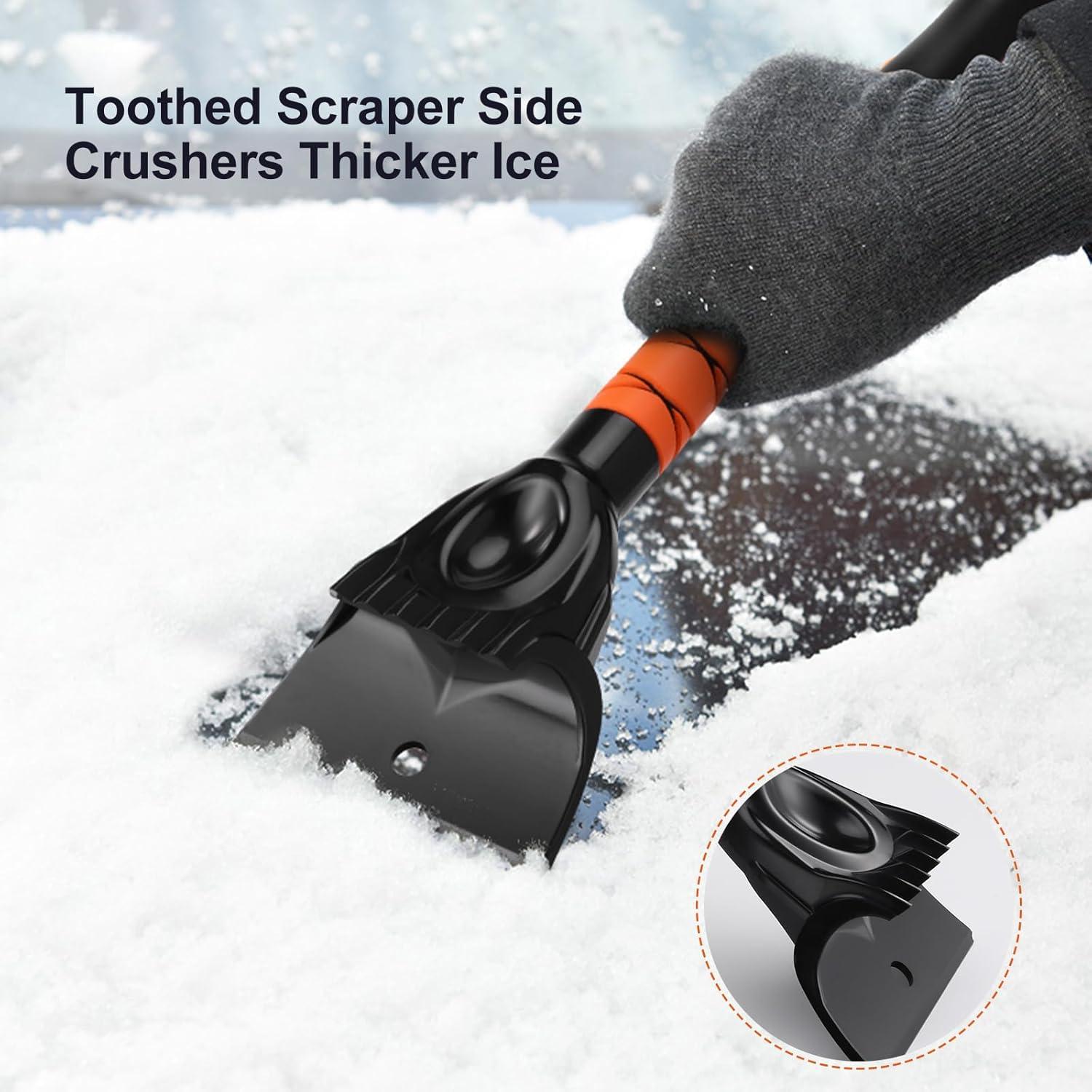 Odoland Cepillo de Nieve y Raspador de Hielo 68cm Naranja
