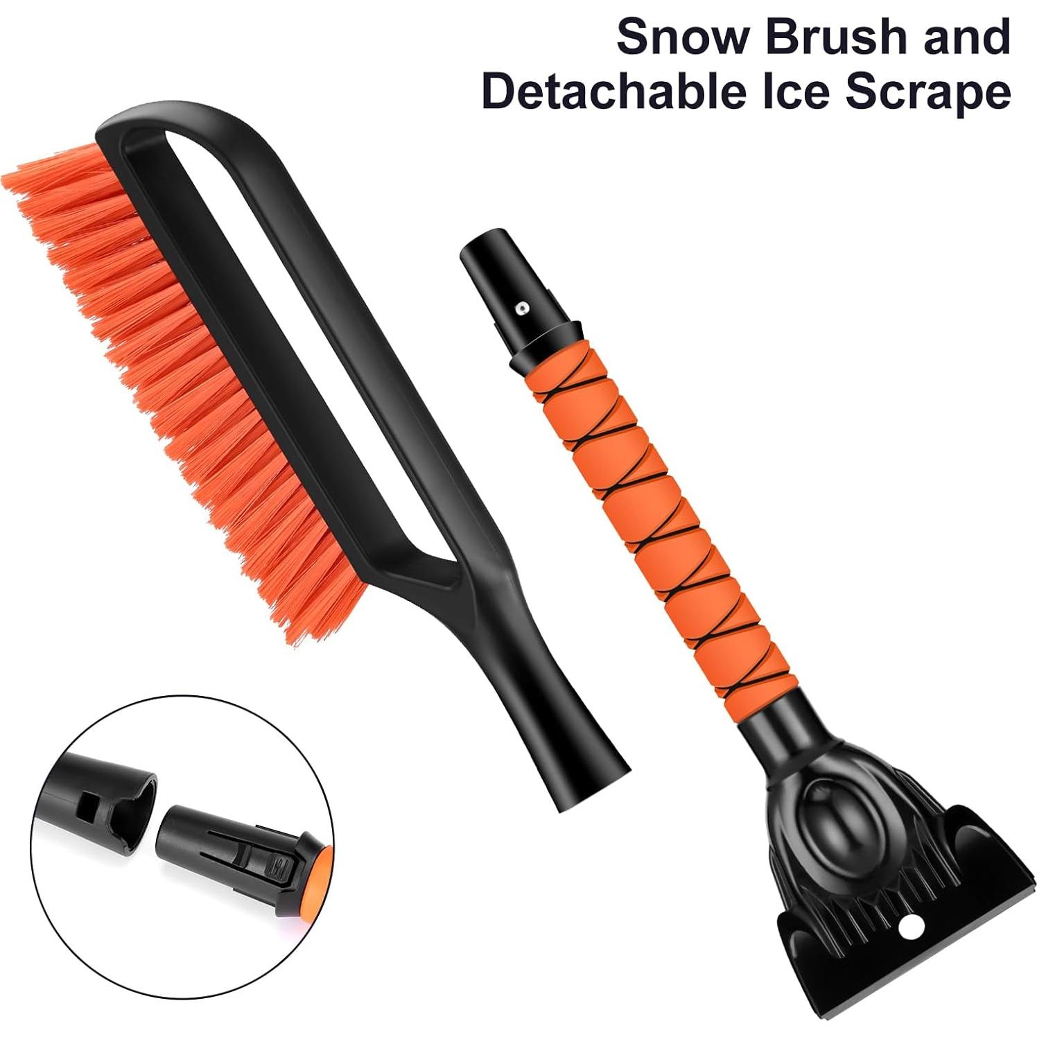 Odoland Cepillo de Nieve y Raspador de Hielo 68cm Naranja