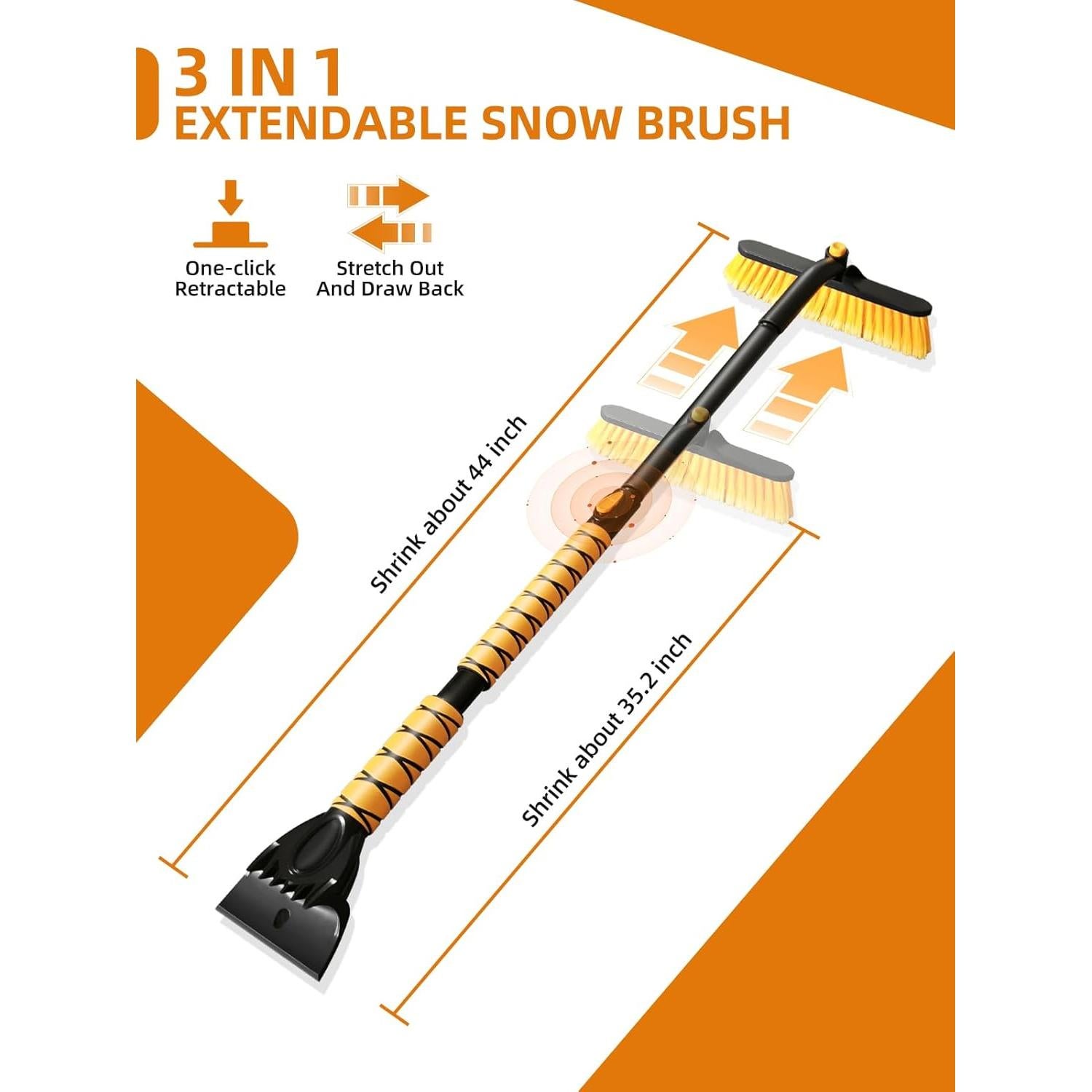 Raspador de Hielo y Cepillo de Nieve Jkapy 44" Extensible