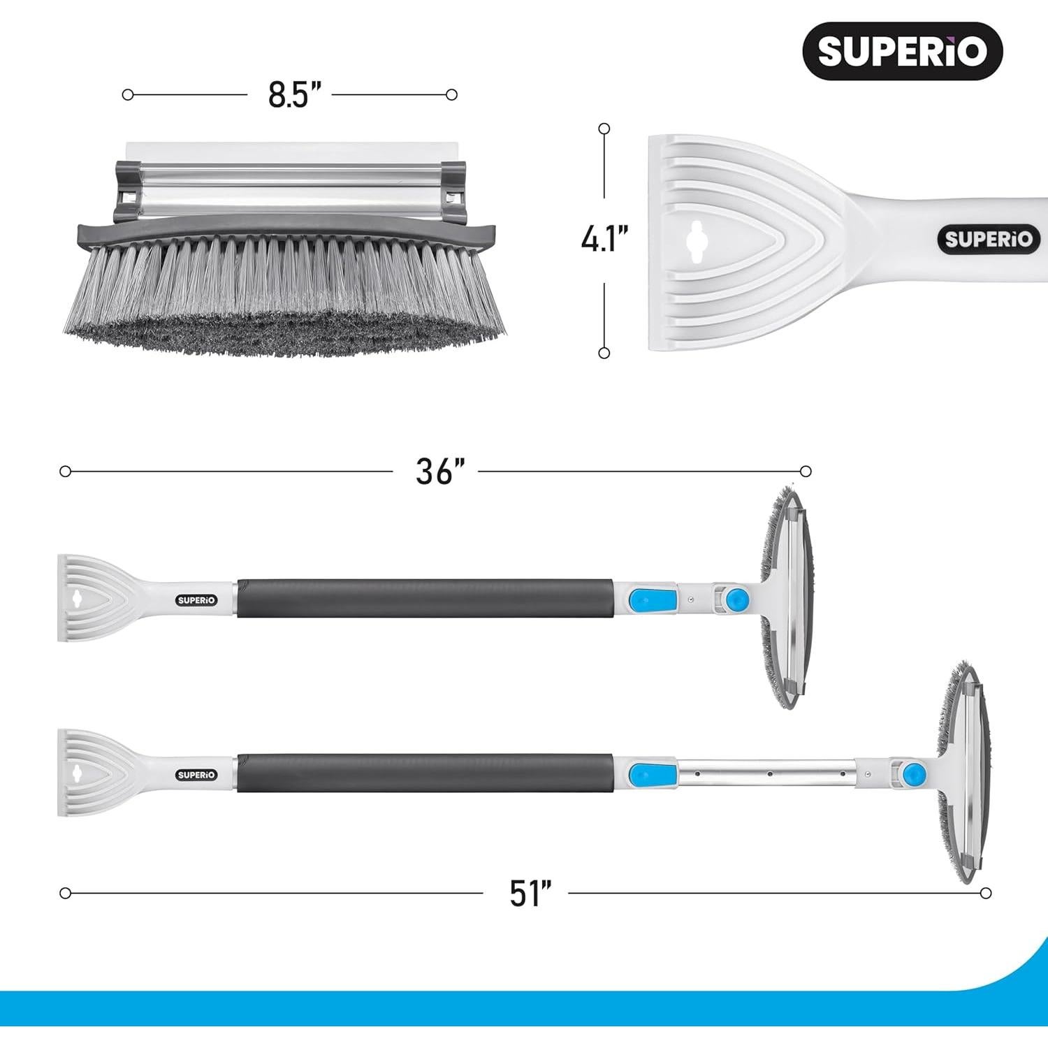 Raspador y Cepillo de Nieve Superio 2 en 1 con Mango Extensible