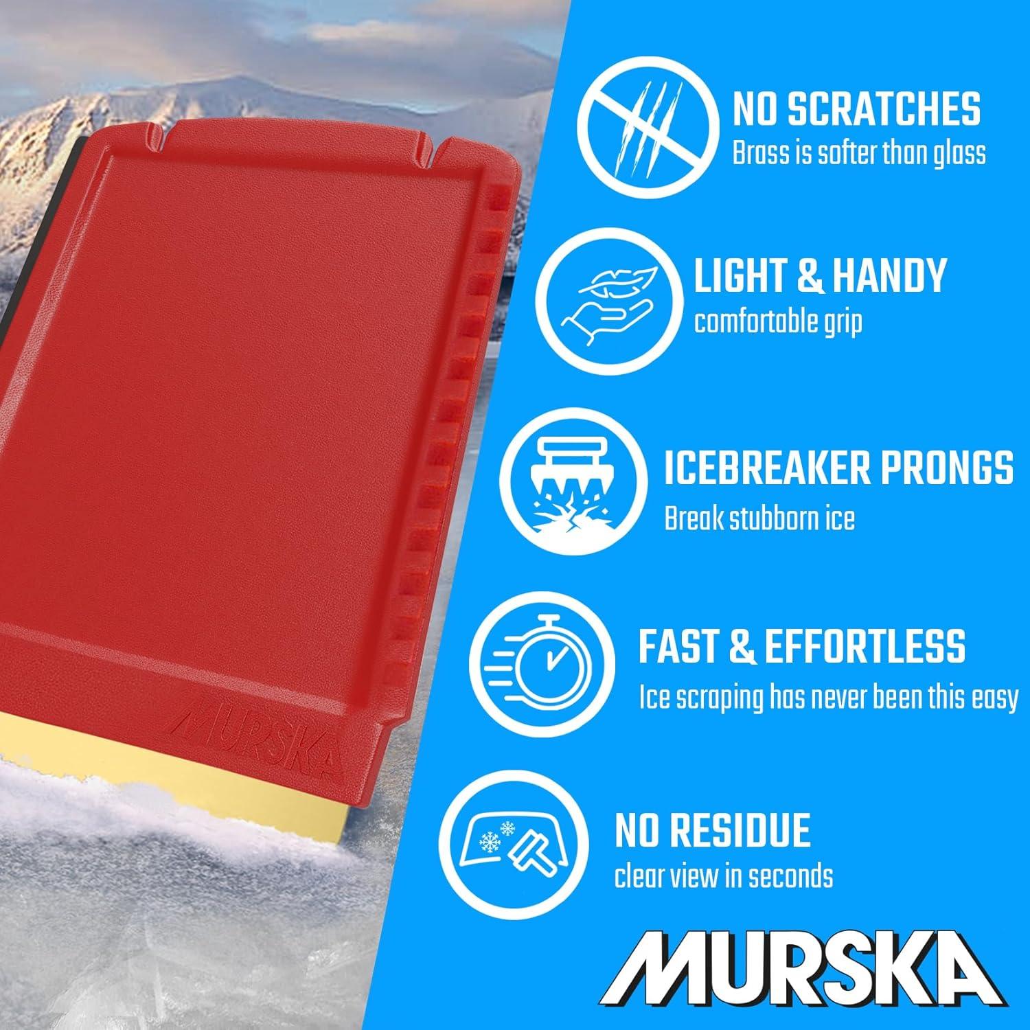 Raspador de Hielo 4-en-1 Murska Rojo para Coche 90 mm