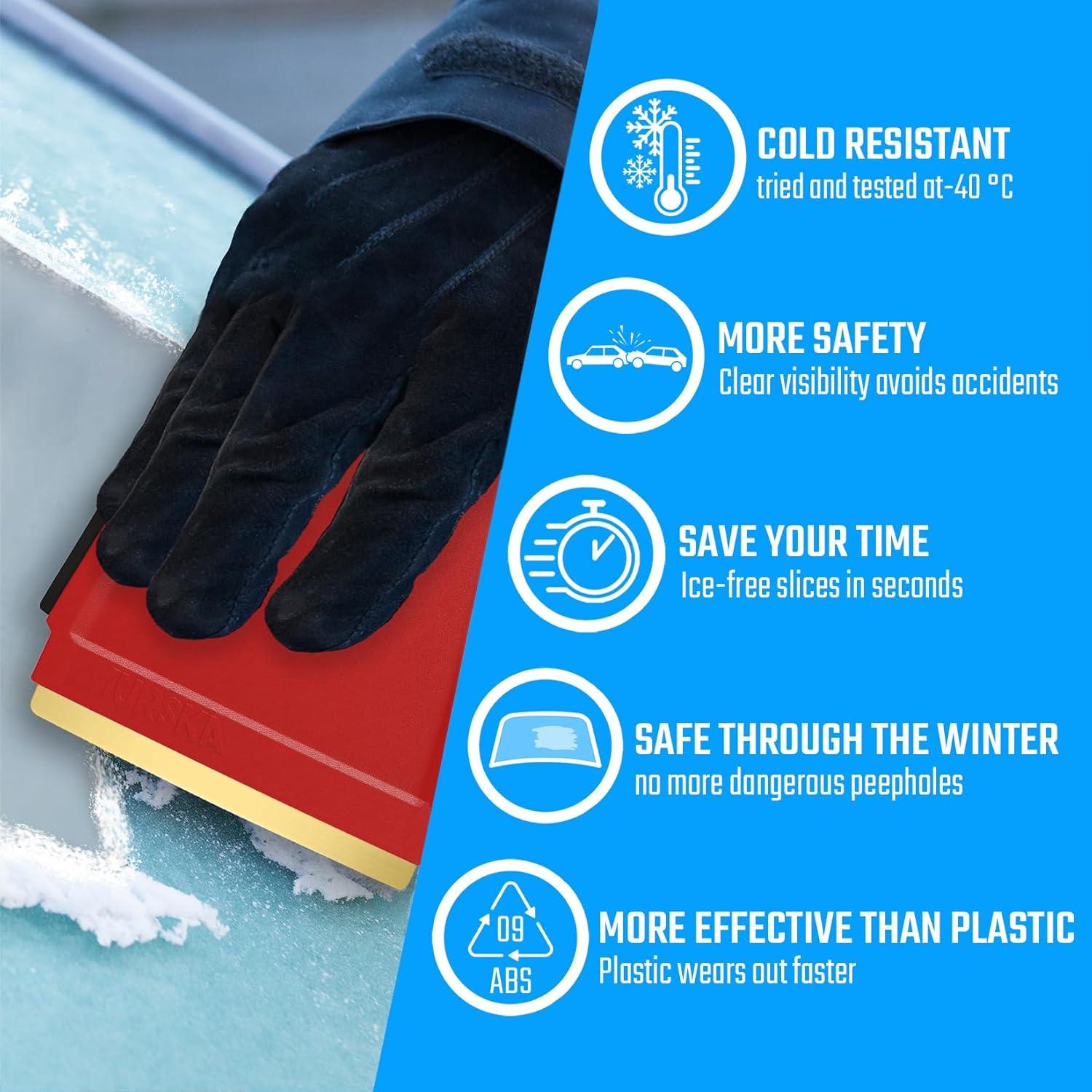 Raspador de Hielo 4-en-1 Murska Rojo para Coche 90 mm