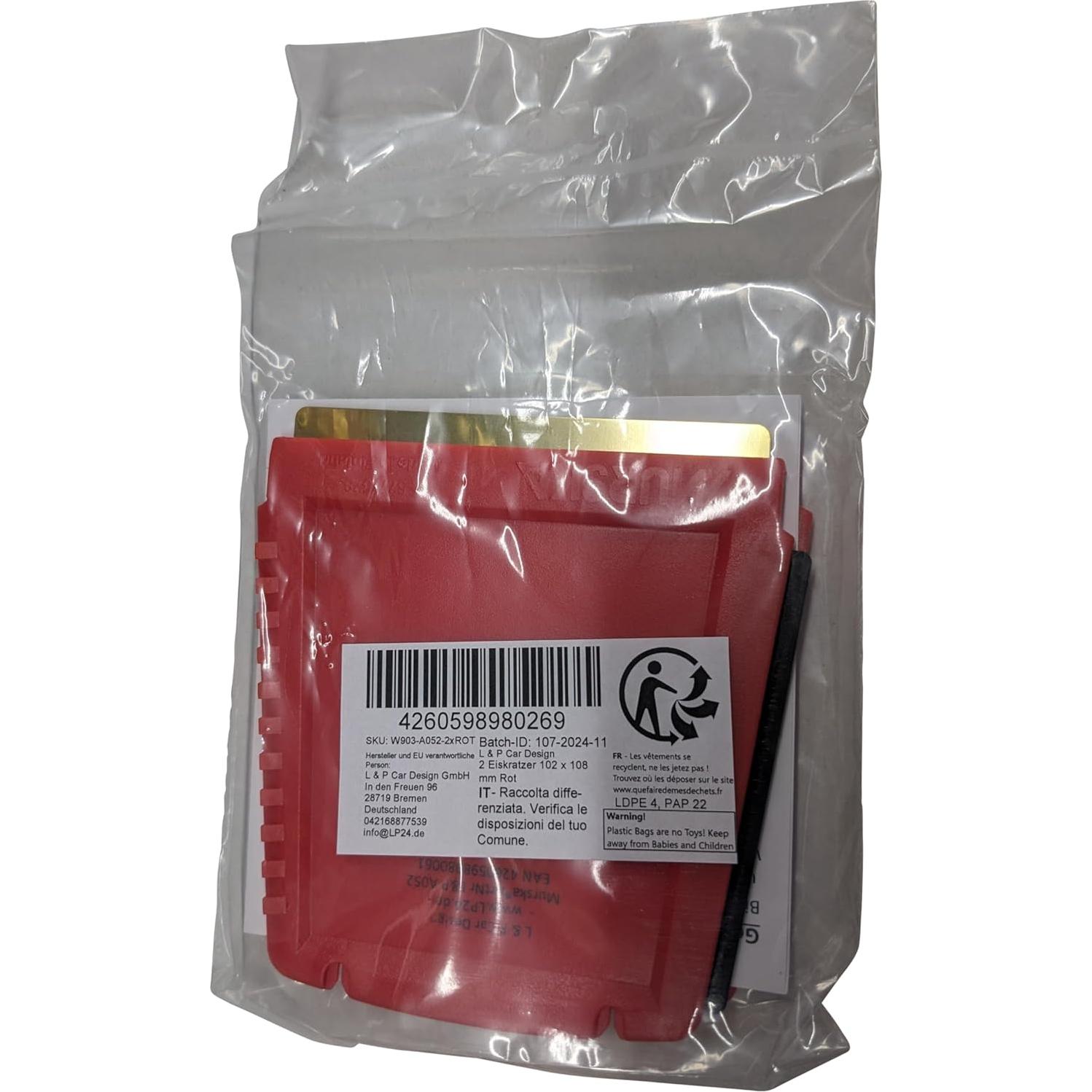 Raspador de Hielo 4-en-1 Murska Rojo para Coche 90 mm