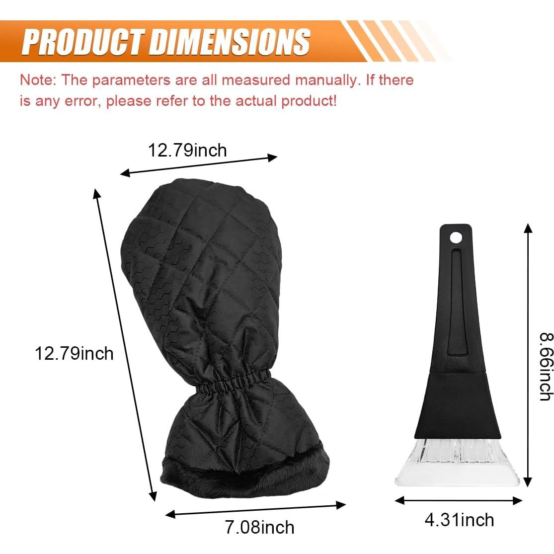 Raspador de Hielo para Auto con Guante KITUREK Negro 32.5x22cm