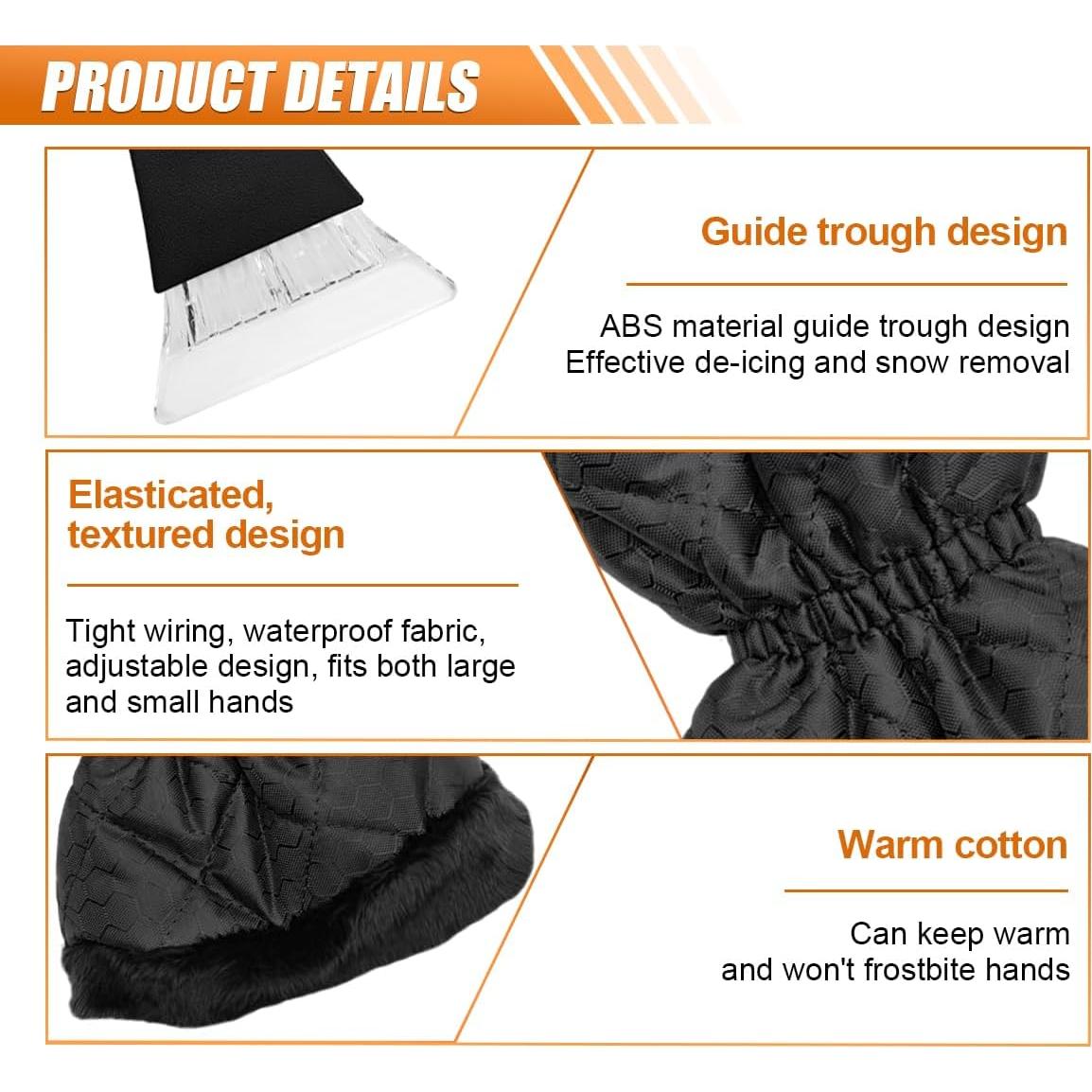 Raspador de Hielo para Auto con Guante KITUREK Negro 32.5x22cm