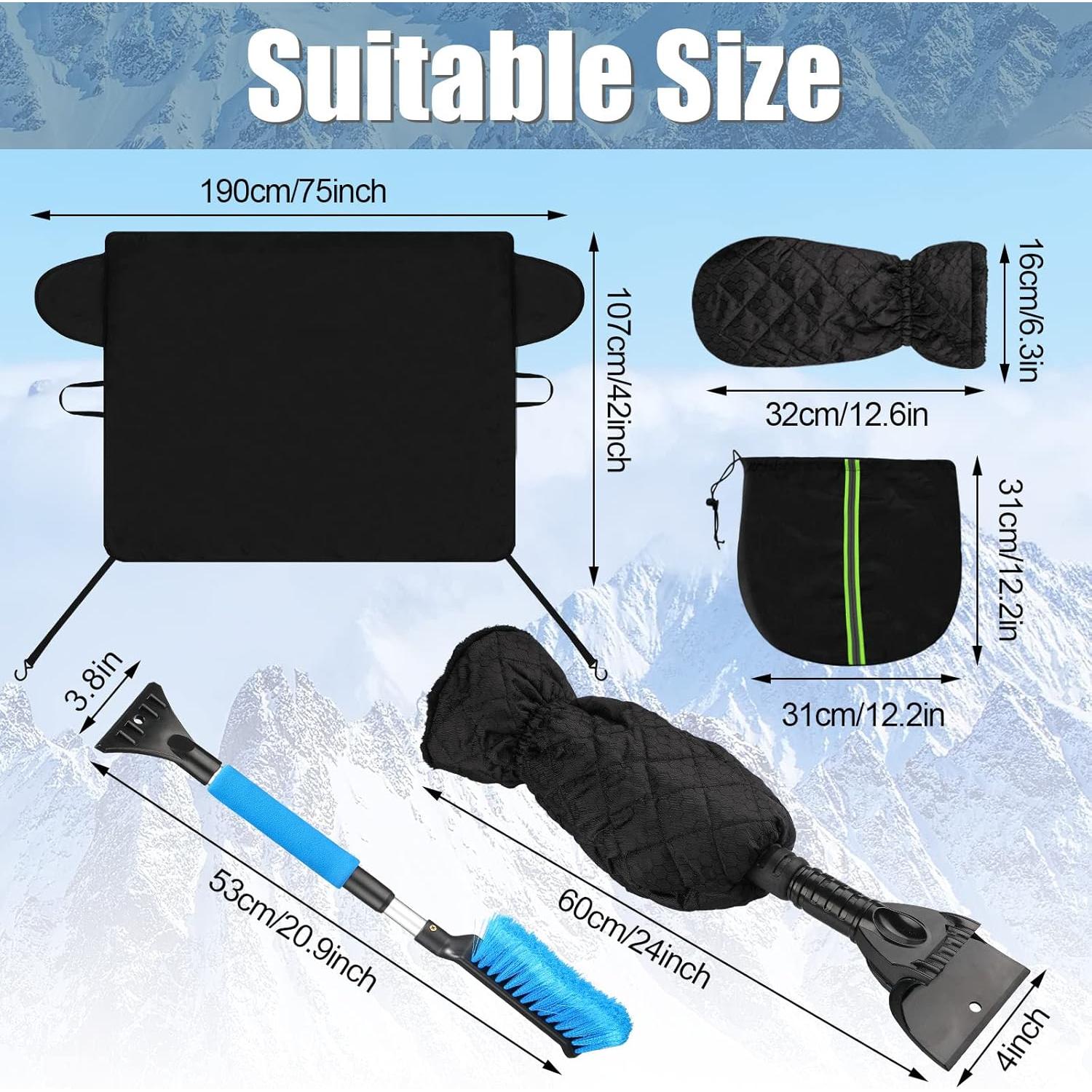 Kit Cubierta Parabrisas Invierno Tallew 5 Pcs con Raspador y Guante