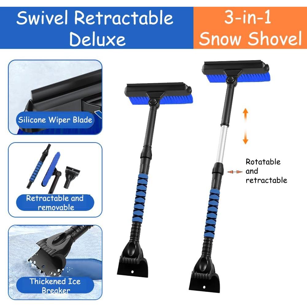 Cepillo de Nieve 3 en 1 GOSNLDOW con Mango Telescópico 80 cm