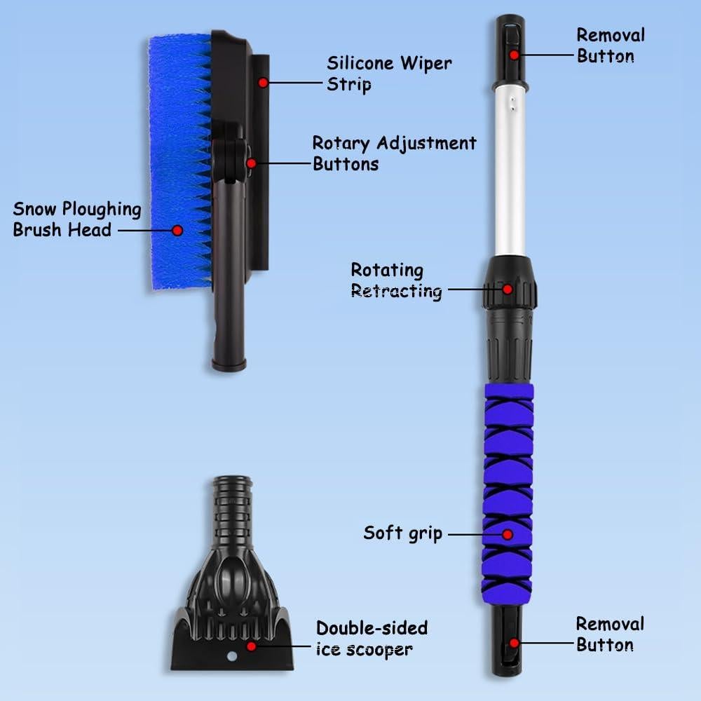 Cepillo de Nieve 3 en 1 GOSNLDOW con Mango Telescópico 80 cm