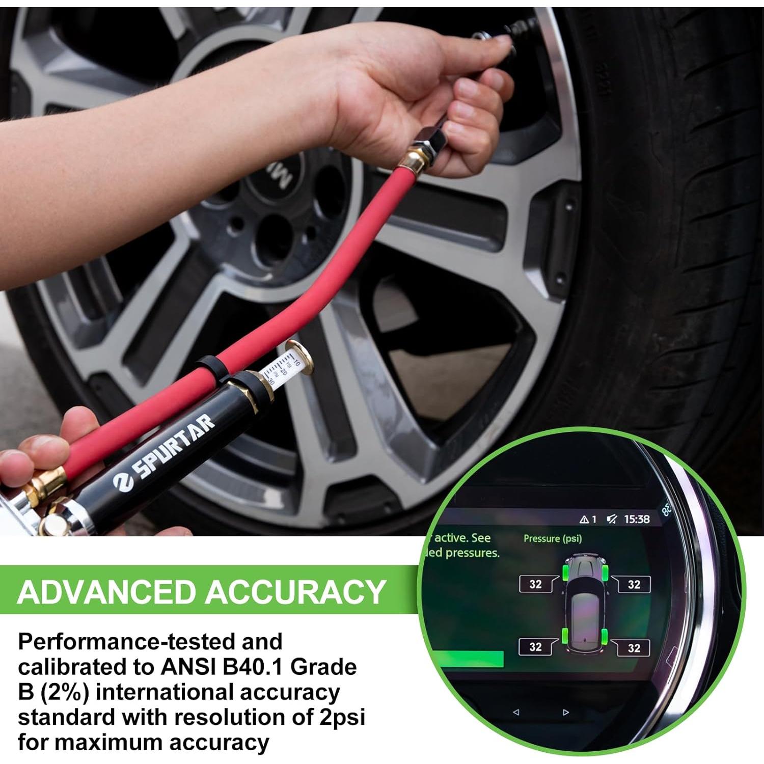 Medidor de Presión de Neumáticos Spurtar 10-120 PSI con Inflador