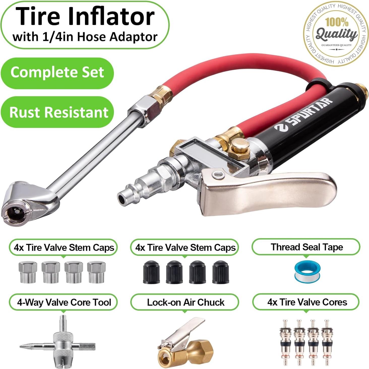 Medidor de Presión de Neumáticos Spurtar 10-120 PSI con Inflador