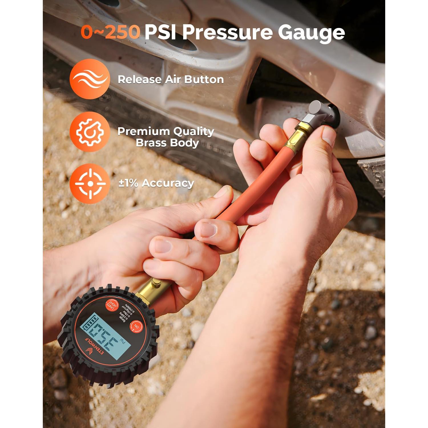 Medidor Digital de Presión de Neumáticos ETENWOLF T400 0-17.24 bar