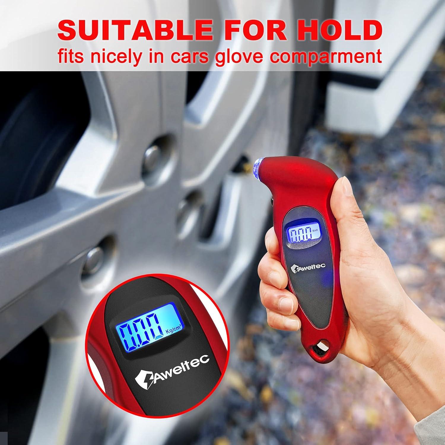 Medidor Digital de Presión de Neumáticos AWELTEC Rojo 150 PSI