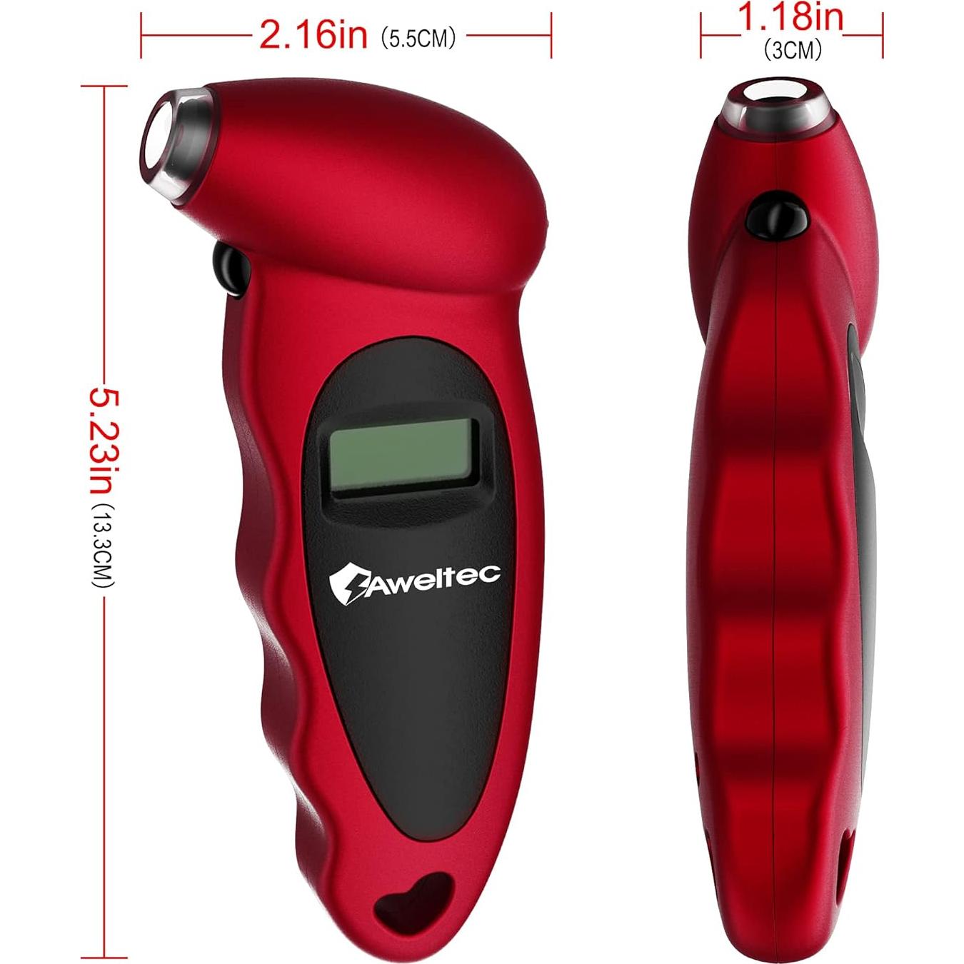Medidor Digital de Presión de Neumáticos AWELTEC Rojo 150 PSI