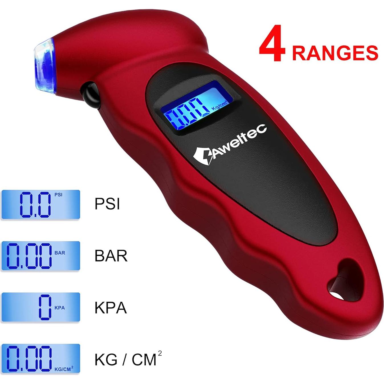 Medidor Digital de Presión de Neumáticos AWELTEC Rojo 150 PSI