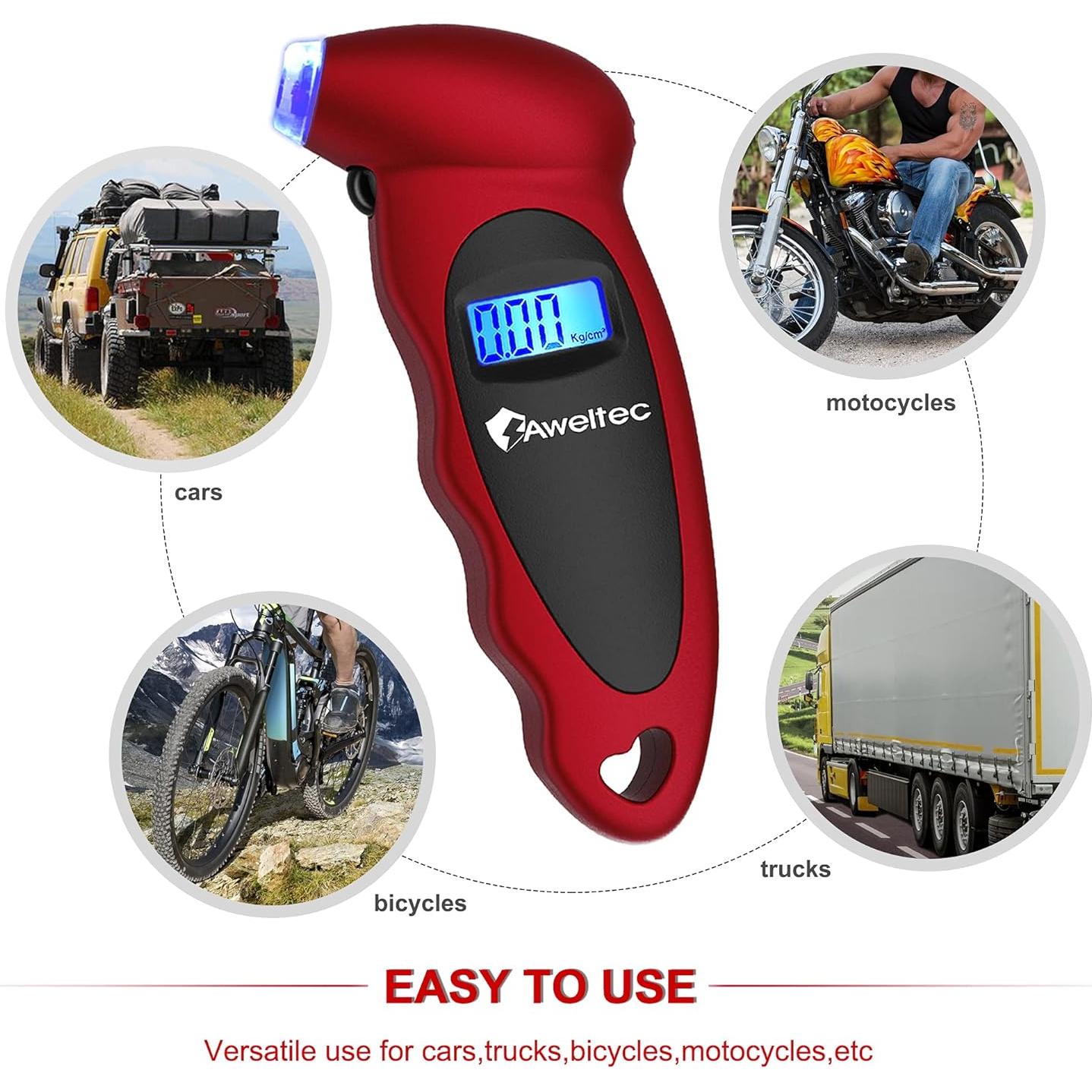 Medidor Digital de Presión de Neumáticos AWELTEC Rojo 150 PSI