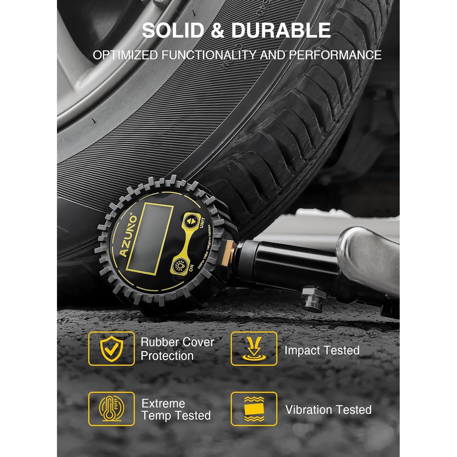 Inflador de Neumáticos Digital AZUNO 200 PSI con Manómetro