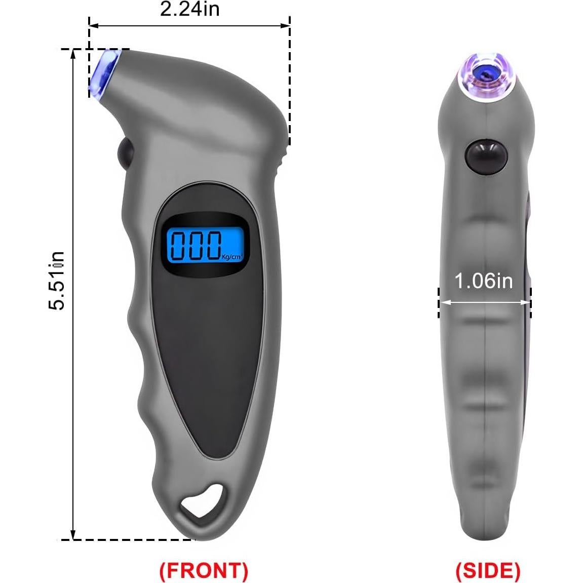 Medidor Digital de Presión de Neumáticos KVAEY 0-10 Bar Gris