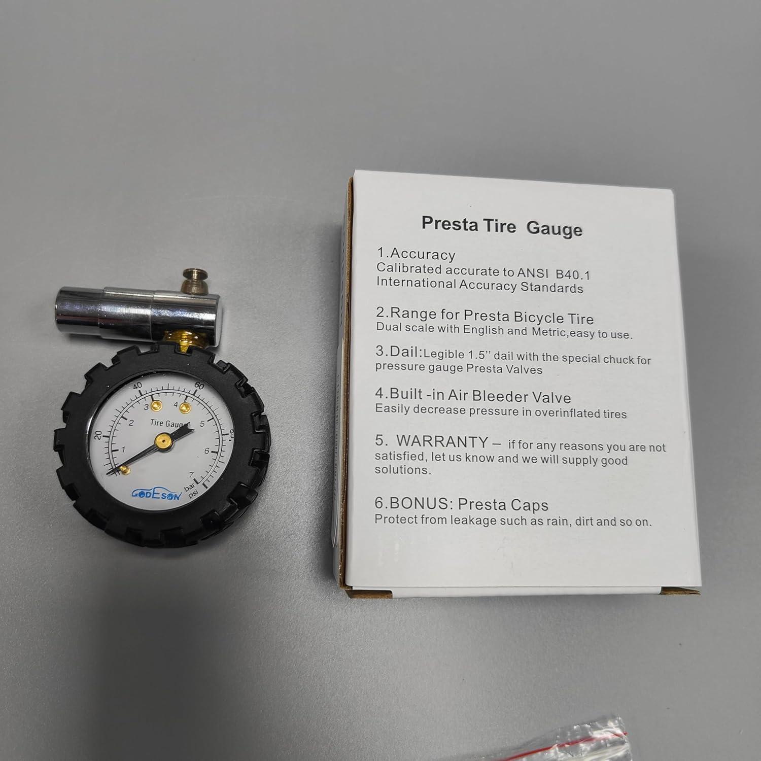 Medidor de presión de neumáticos GODESON Presta 100PSI/7Bar