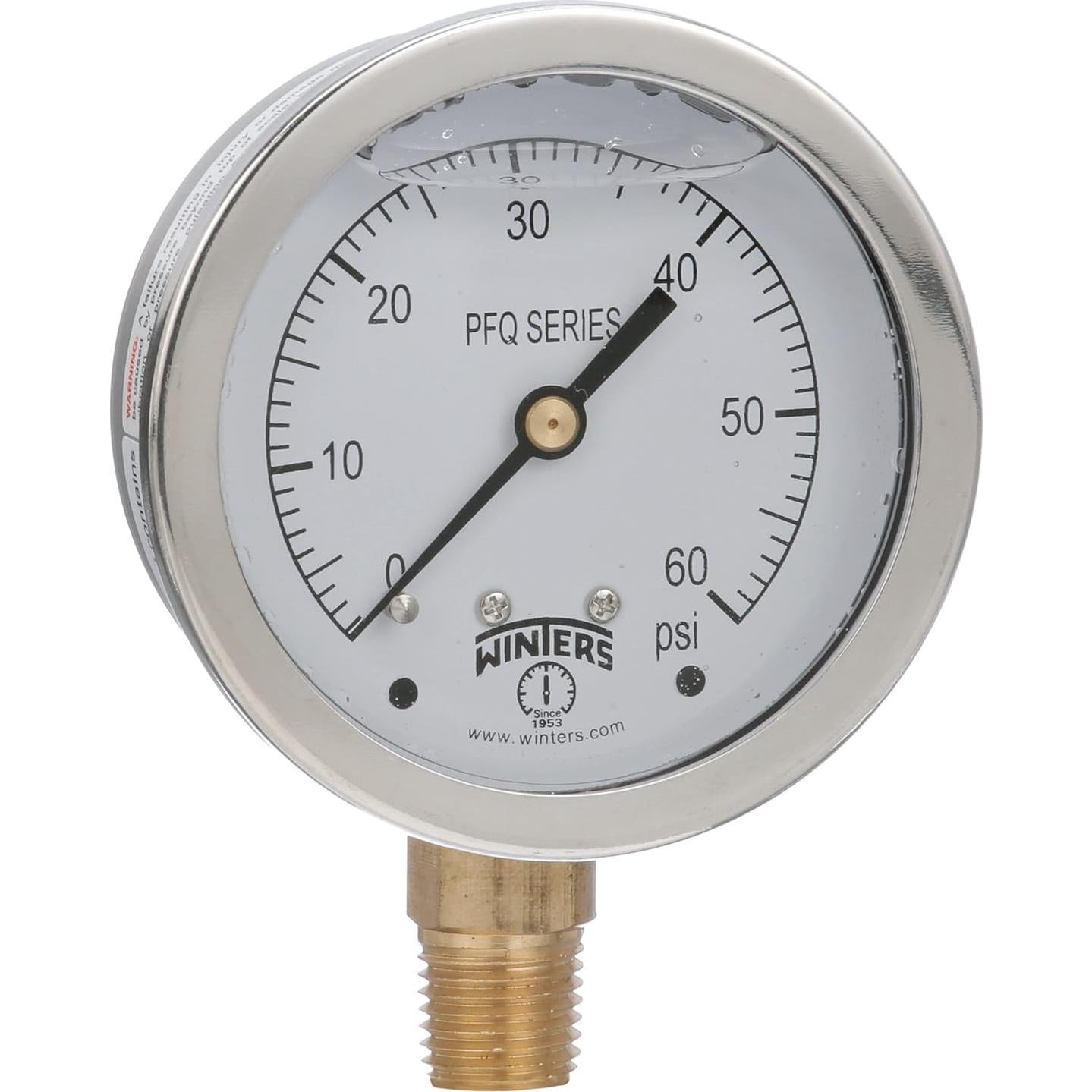 Manómetro Industrial Winters PFQ 2.5" Escala 0-60 PSI