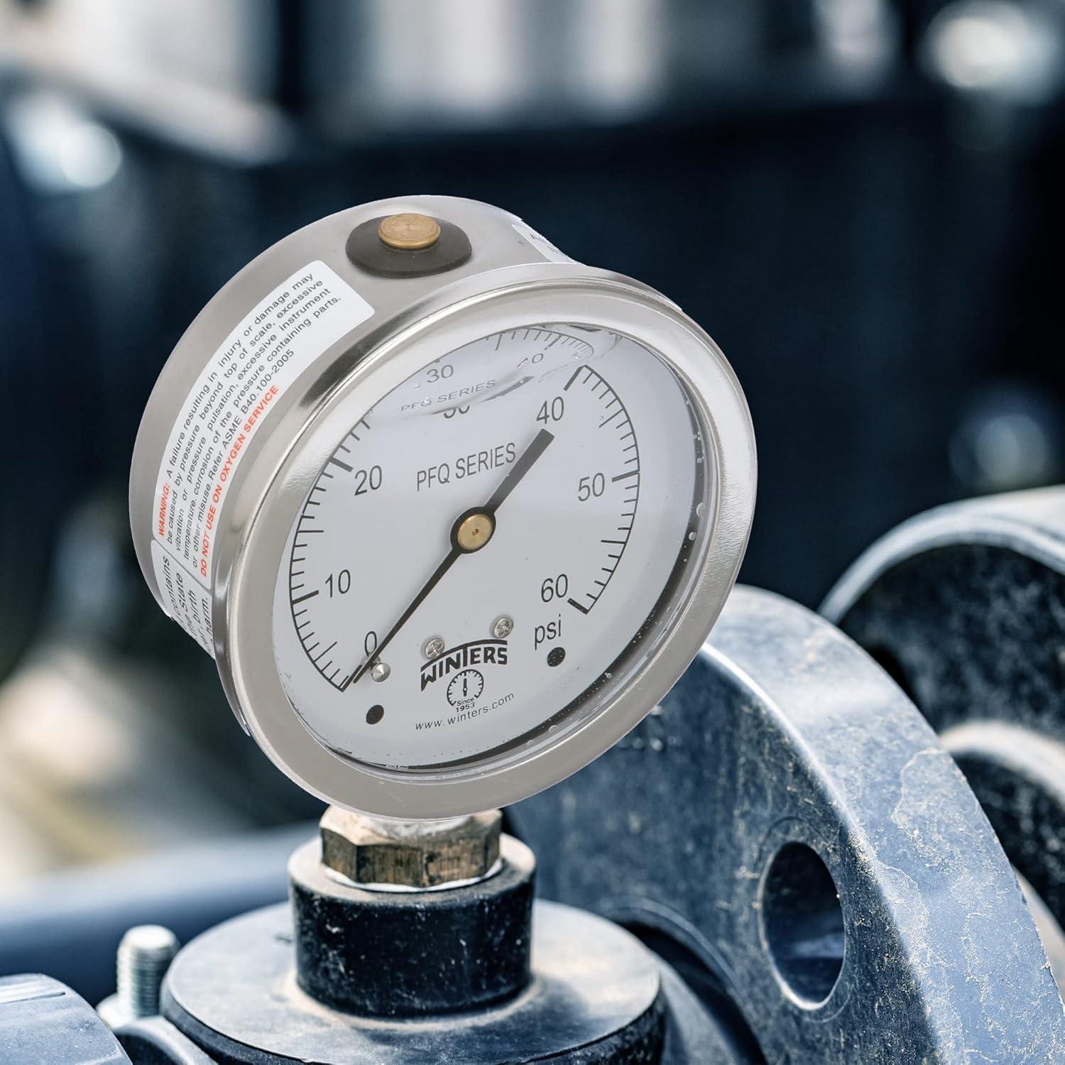 Manómetro Industrial Winters PFQ 2.5" Escala 0-60 PSI
