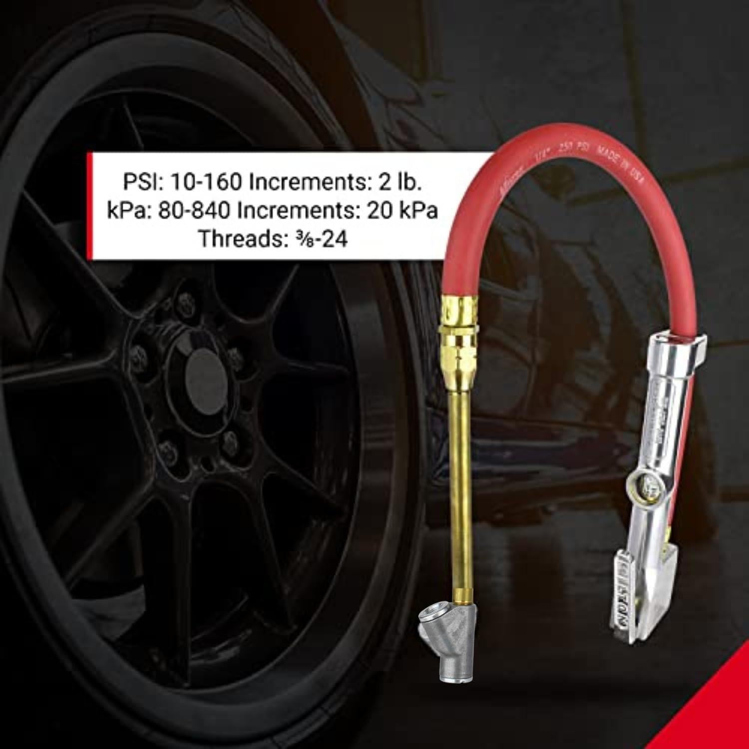 Inflador de Neumáticos Analógico Milton S-516 con Manómetro y Manguera de 38.1 cm