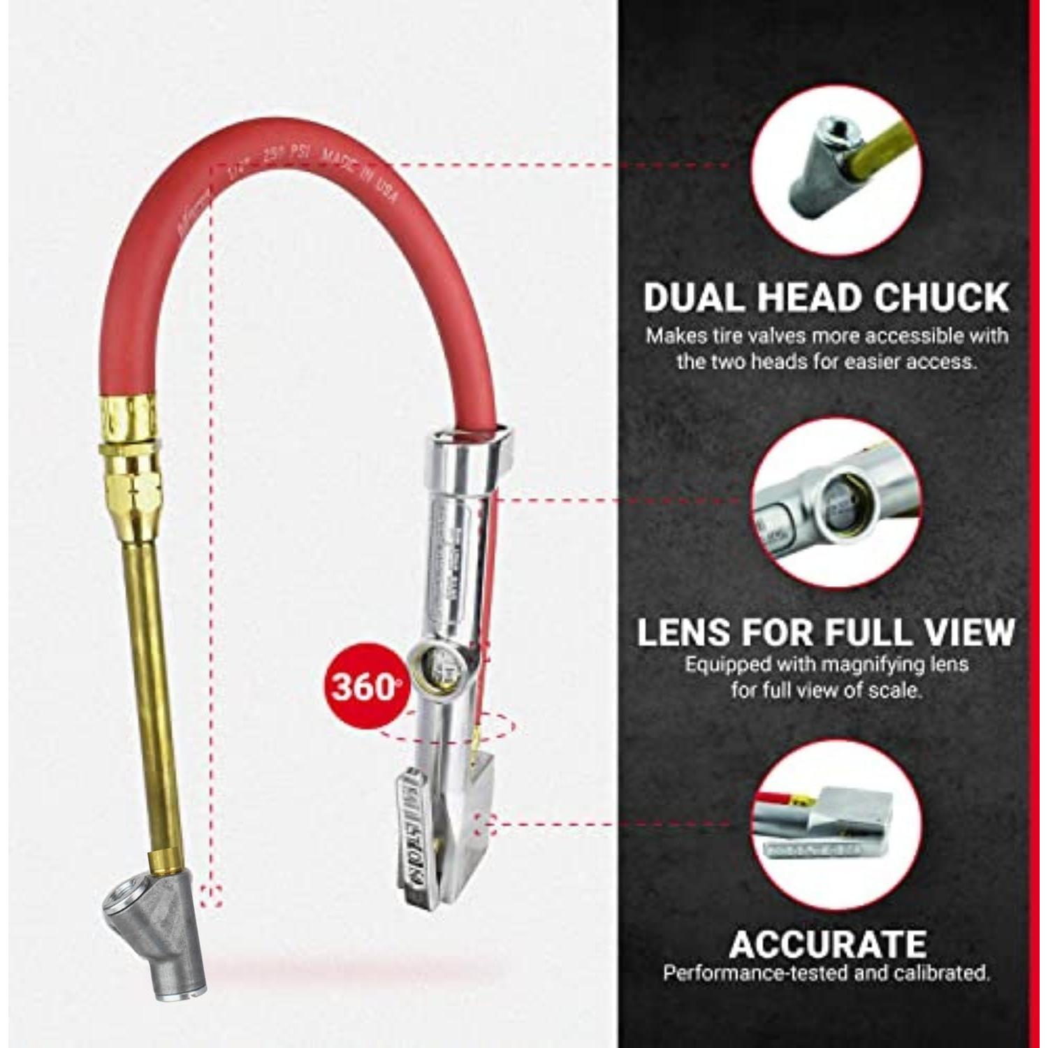 Inflador de Neumáticos Analógico Milton S-516 con Manómetro y Manguera de 38.1 cm