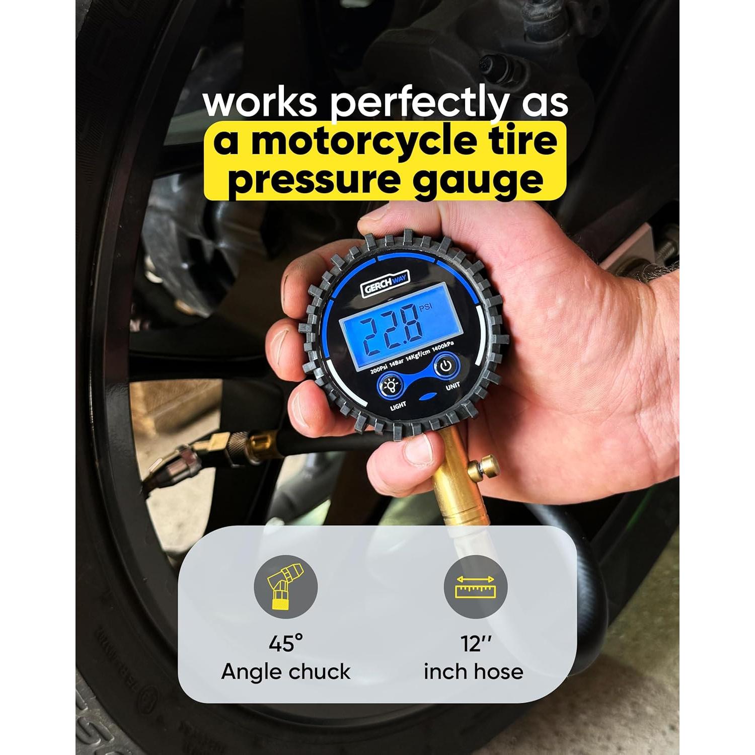 Medidor Digital de Presión de Neumáticos Gerchway 200 PSI