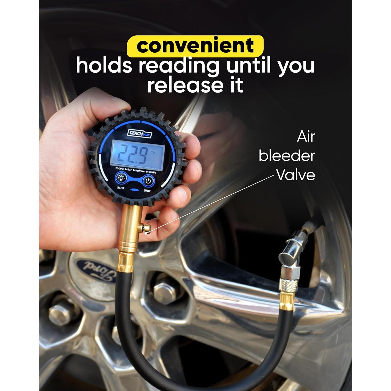 Medidor Digital de Presión de Neumáticos Gerchway 200 PSI