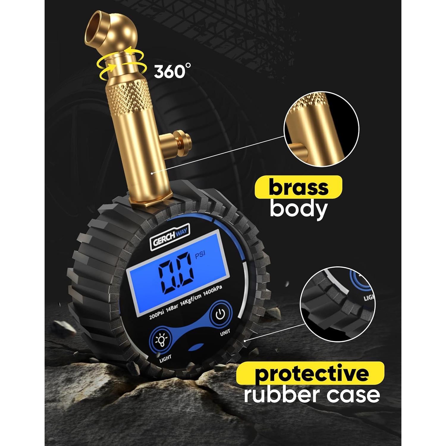 Medidor Digital de Presión de Neumáticos Gerchway 200 PSI