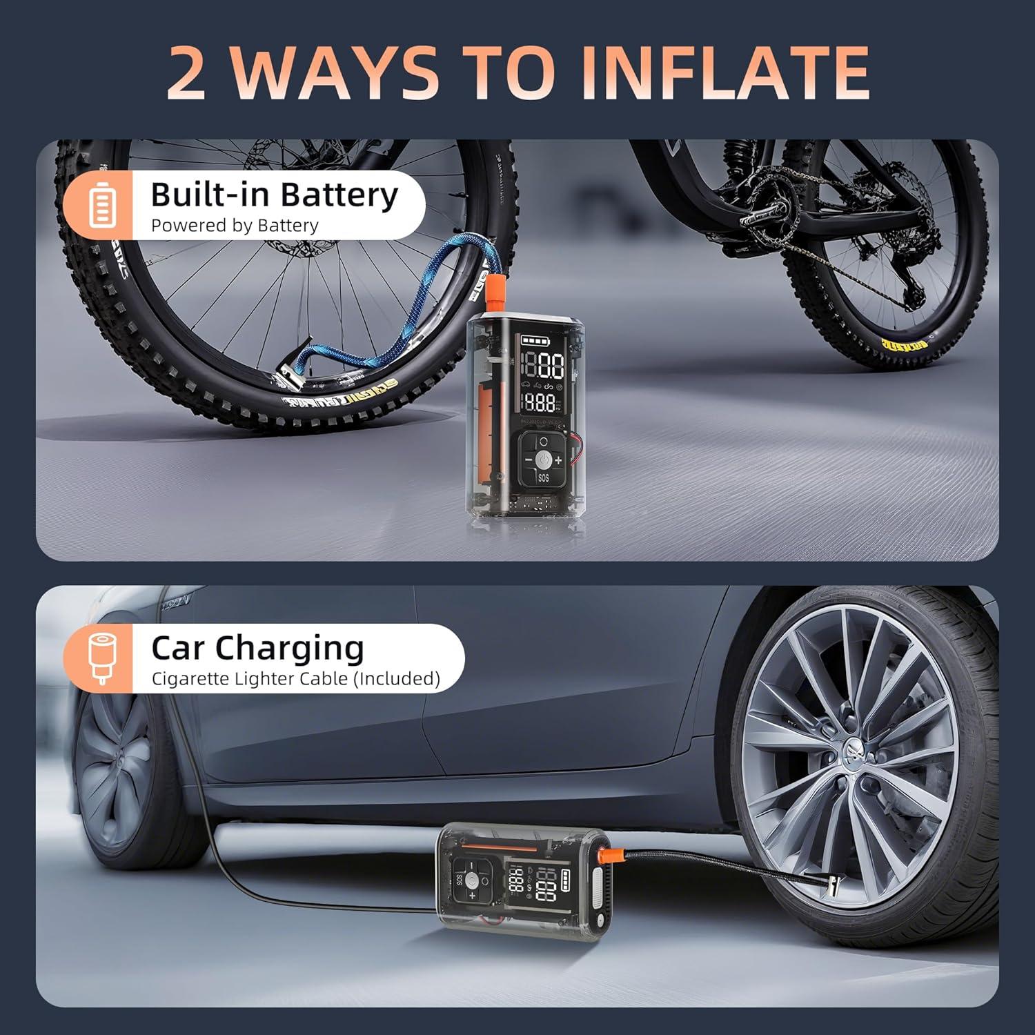 Compresor de Aire Portátil NOBIWA AX-69 150PSI con Luz LED