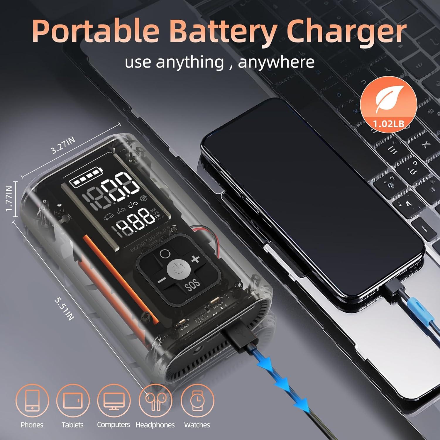 Compresor de Aire Portátil NOBIWA AX-69 150PSI con Luz LED